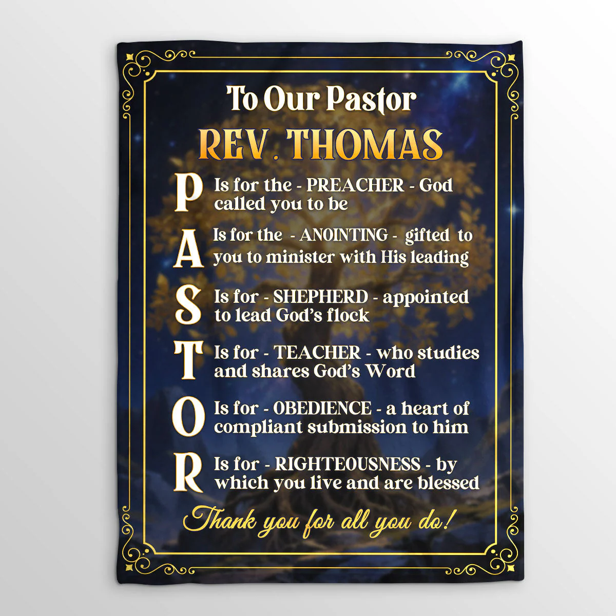 Faith & Gratitude Pastor - Personalized Fleece Blanket TD118 - Image 3