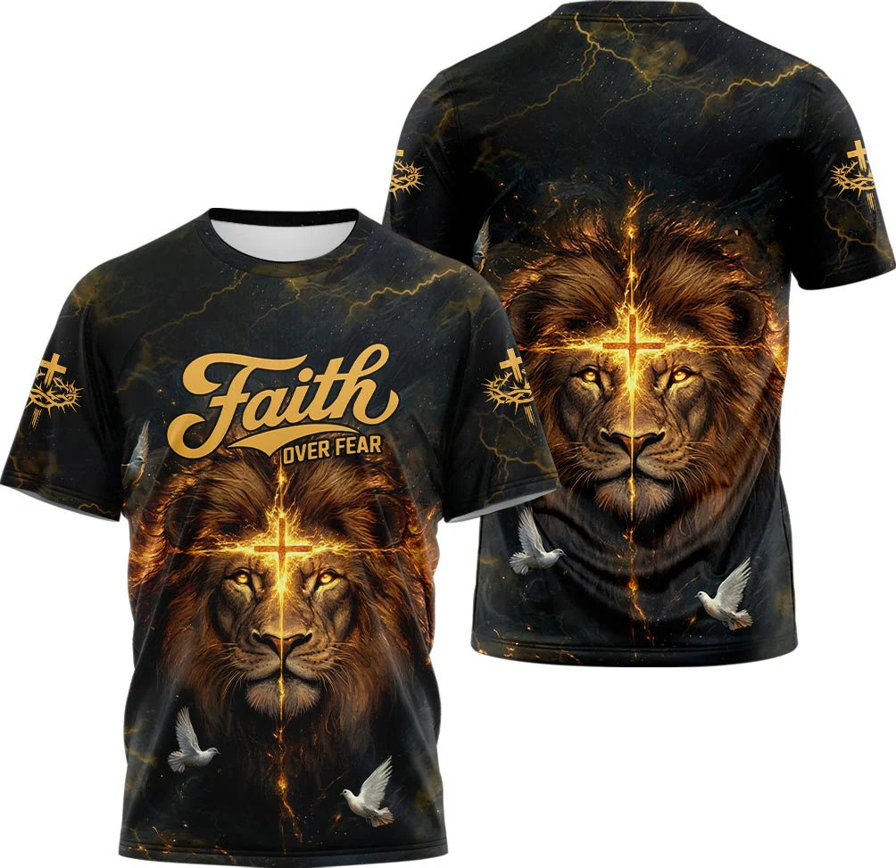Faith Over Fear Divine Strength 3D TShirt - Image 3