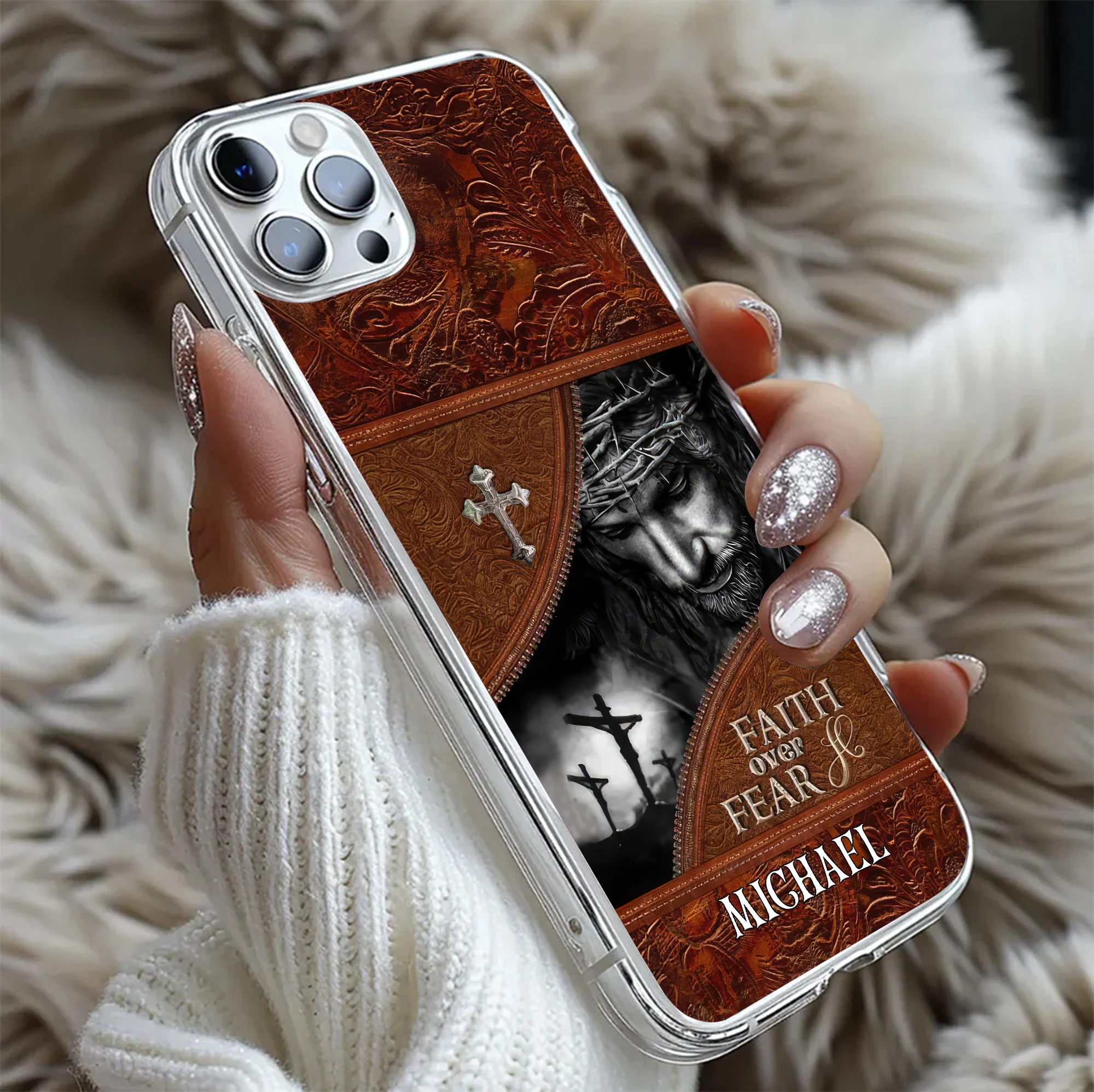 Faith Over Fear - Personalized Phone Case TD118 - Image 5