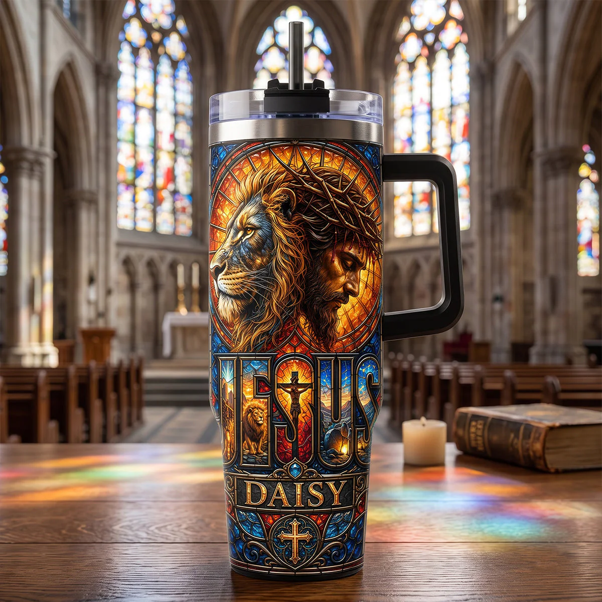 Faith & Strength - Personalized Tumbler With Handle - Gift For Christians