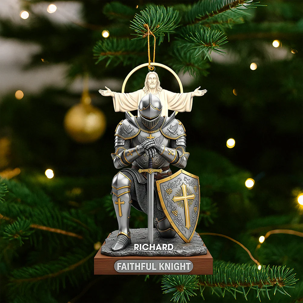 Faithful Knight Christmas – Personalized Acrylic Ornament - Gifts for Christian TD118 - Image 3