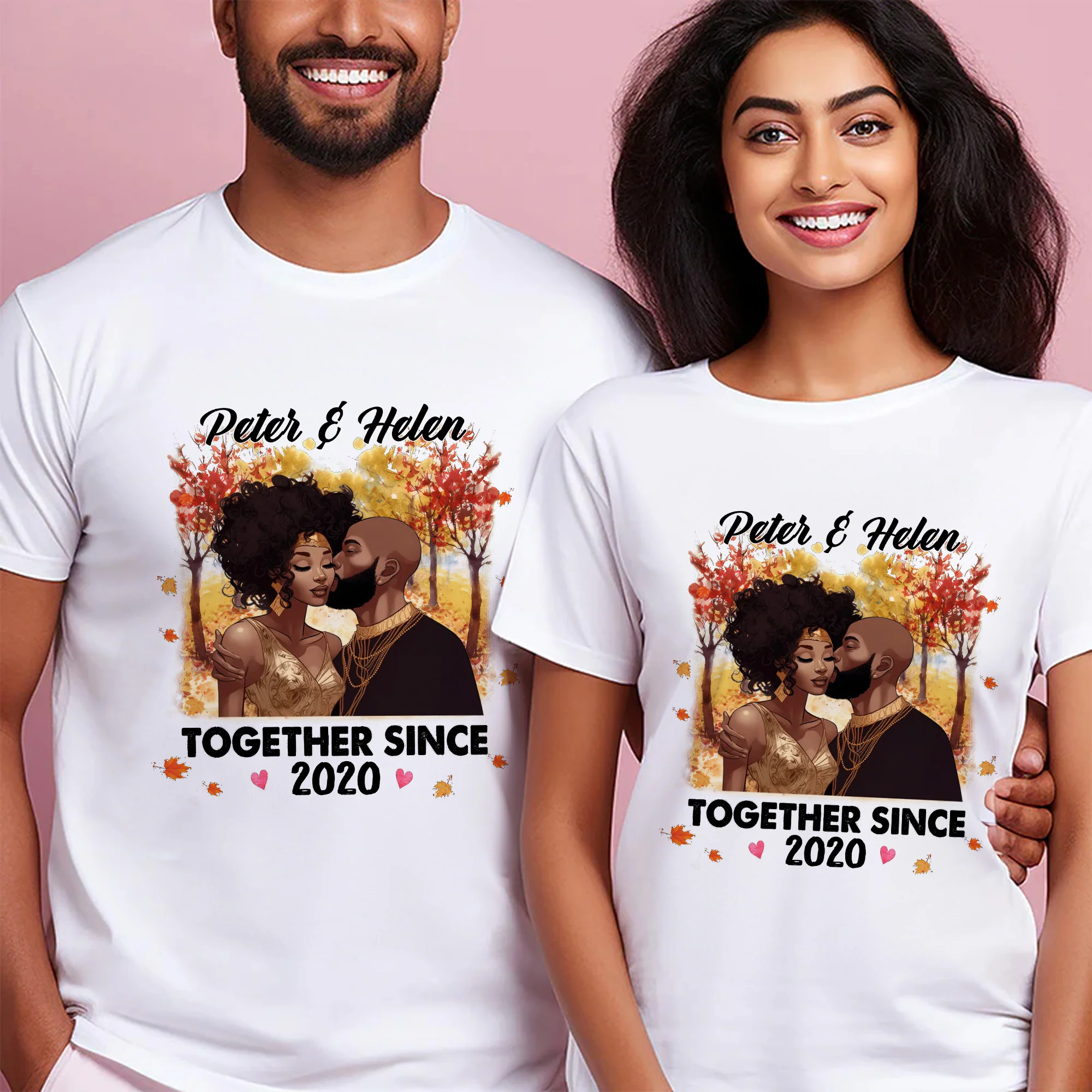 Fall Together Since Black African - Personalized Shirt - Gift For Couple, Husband Wife - GR5 NH96 - Image 2