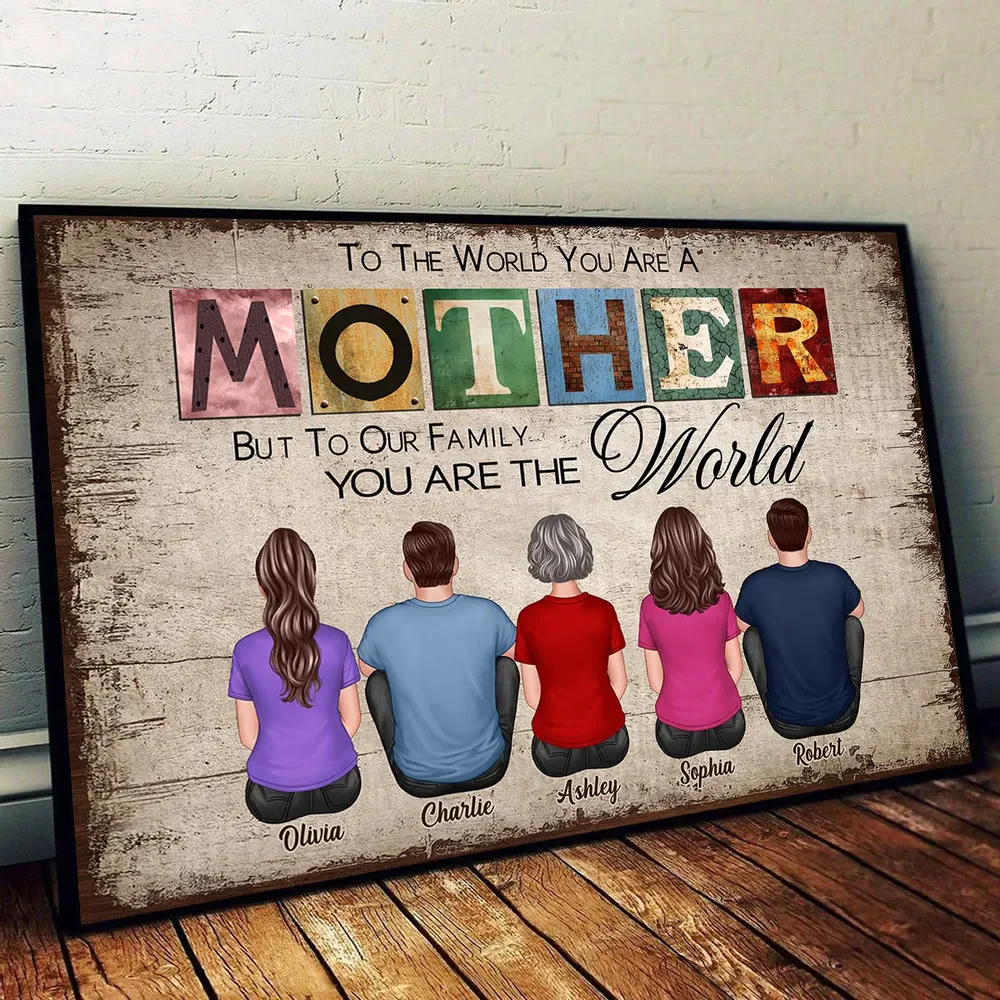Family Characters With Names Wall Art - Personalized Poster Canvas - Gifts For Mom, Grandma