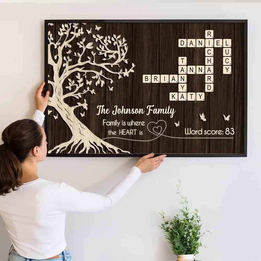Family Crossword Art Treasured Forever - Personalized Canvas Poster - Gift For Grandma, Family Members - Image 3