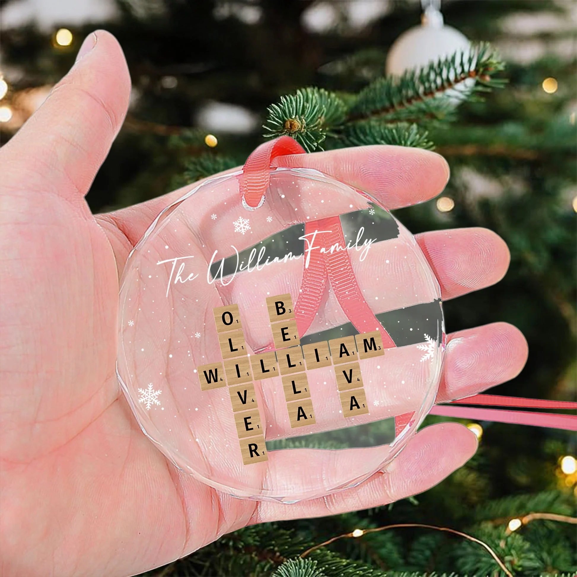 Family Crossword - Personalized Glass Ornament TD118 - Image 2