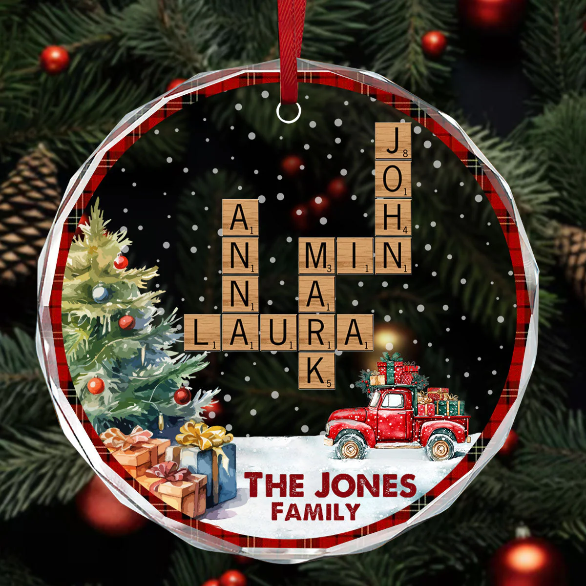 Family Forever - Personalized Glass Ornament