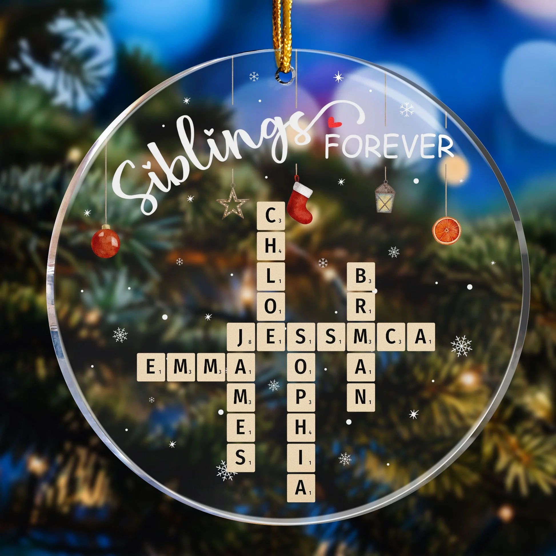 Family Forever Scrabble Custom Name - Personalized Acrylic Ornament - Christmas Gifts For Family NL122 - Image 3