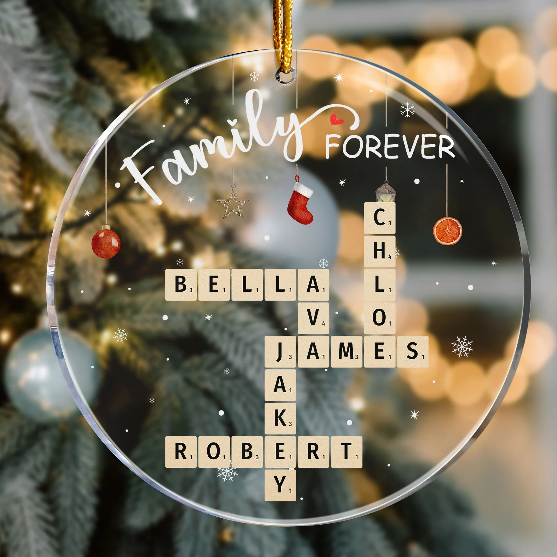Family Forever Scrabble Custom Name - Personalized Acrylic Ornament - Christmas Gifts For Family NL122 - Image 4