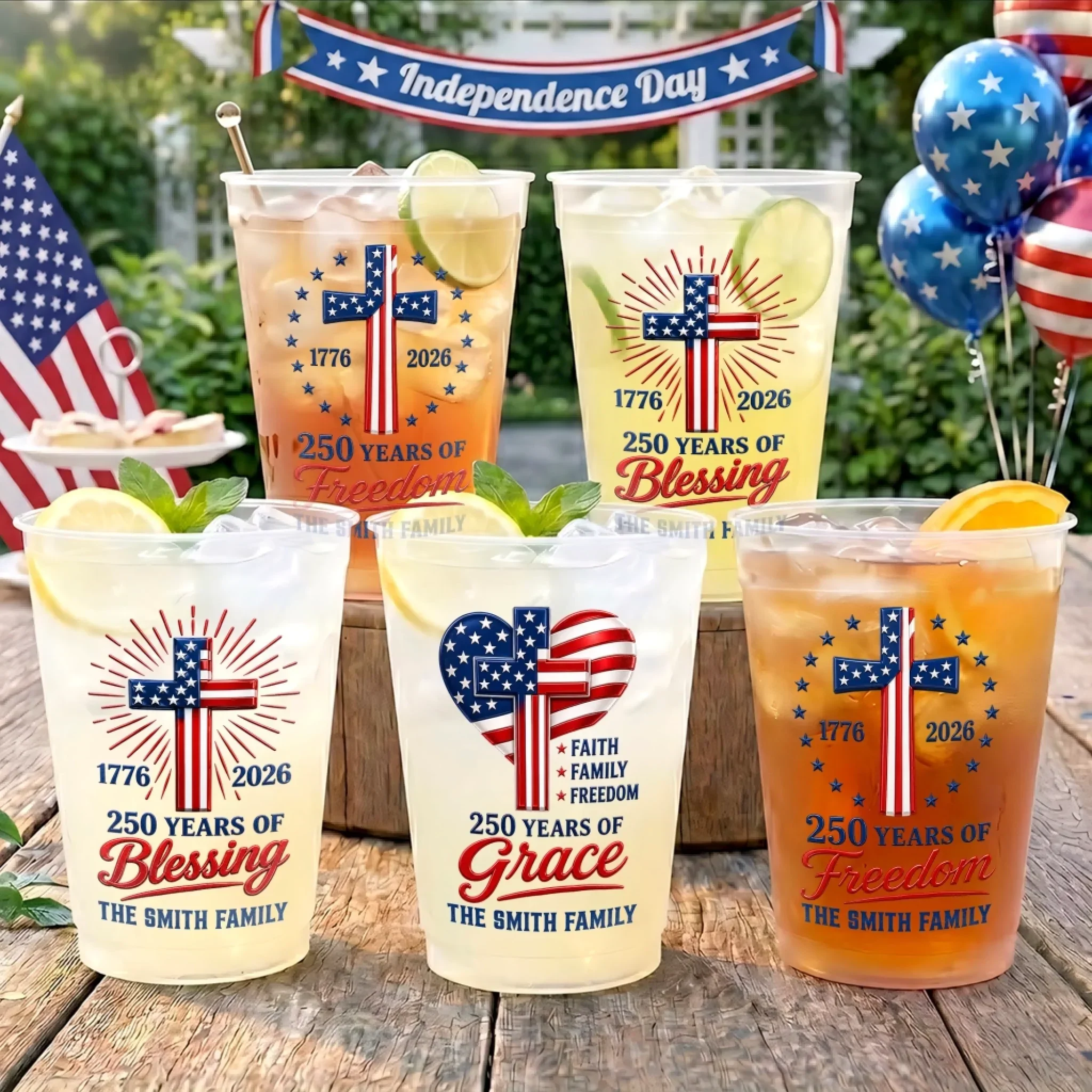 Family Freedom Fiesta - Personalized Frosted Cups - Patriotic Gift For Family