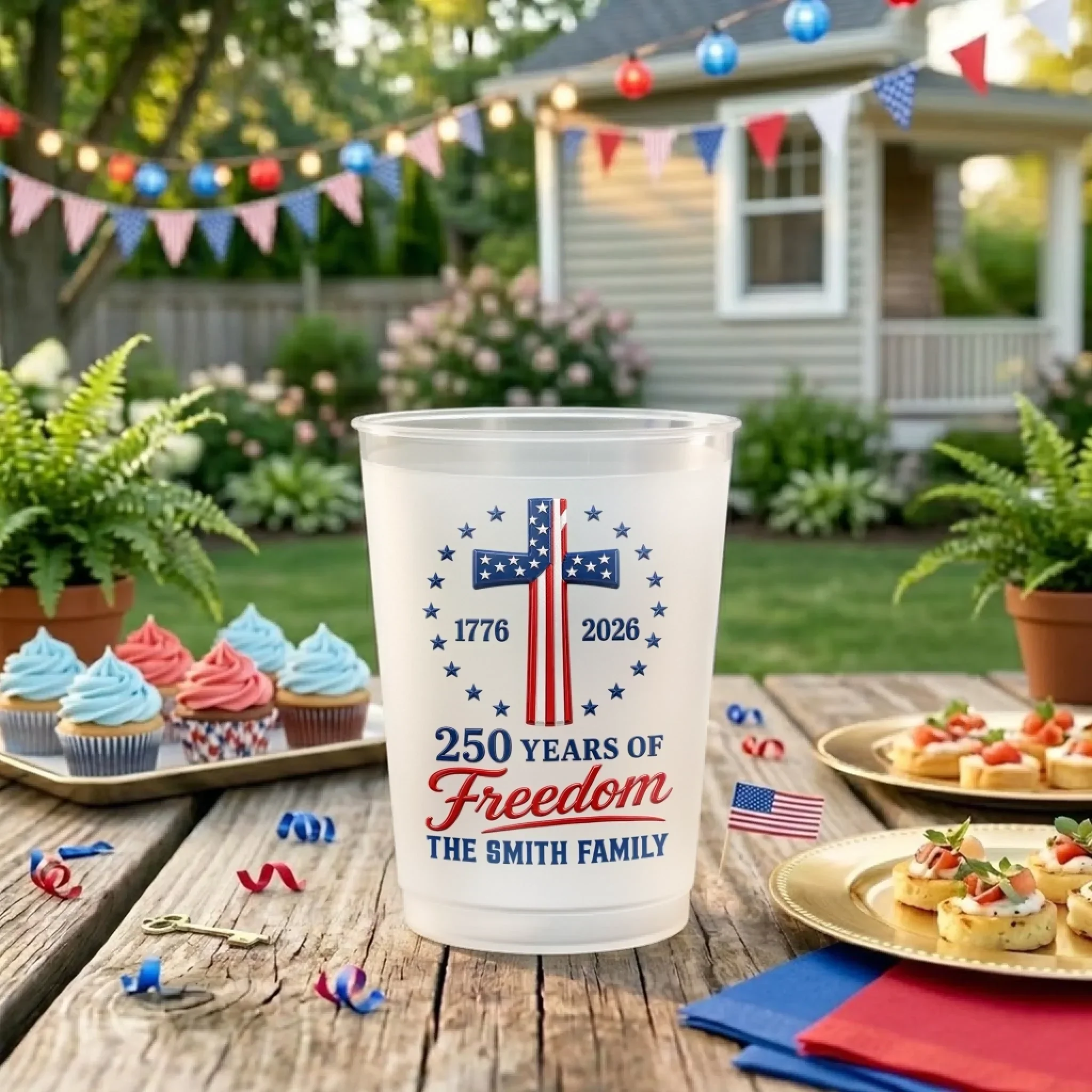 Family Freedom Fiesta - Personalized Frosted Cups - Patriotic Gift For Family - Image 4