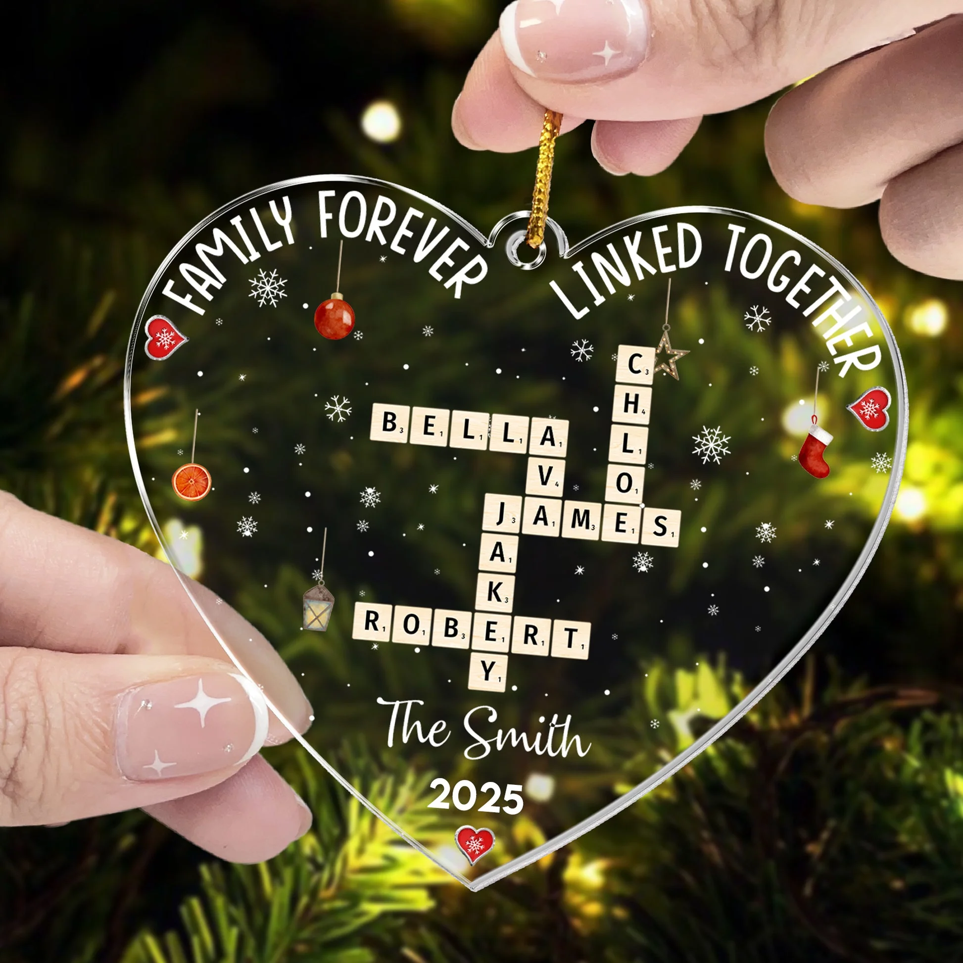 Family Heart Scrabble Custom Name - Personalized Acrylic Ornament - Christmas Gifts For Family NL122 - Image 3