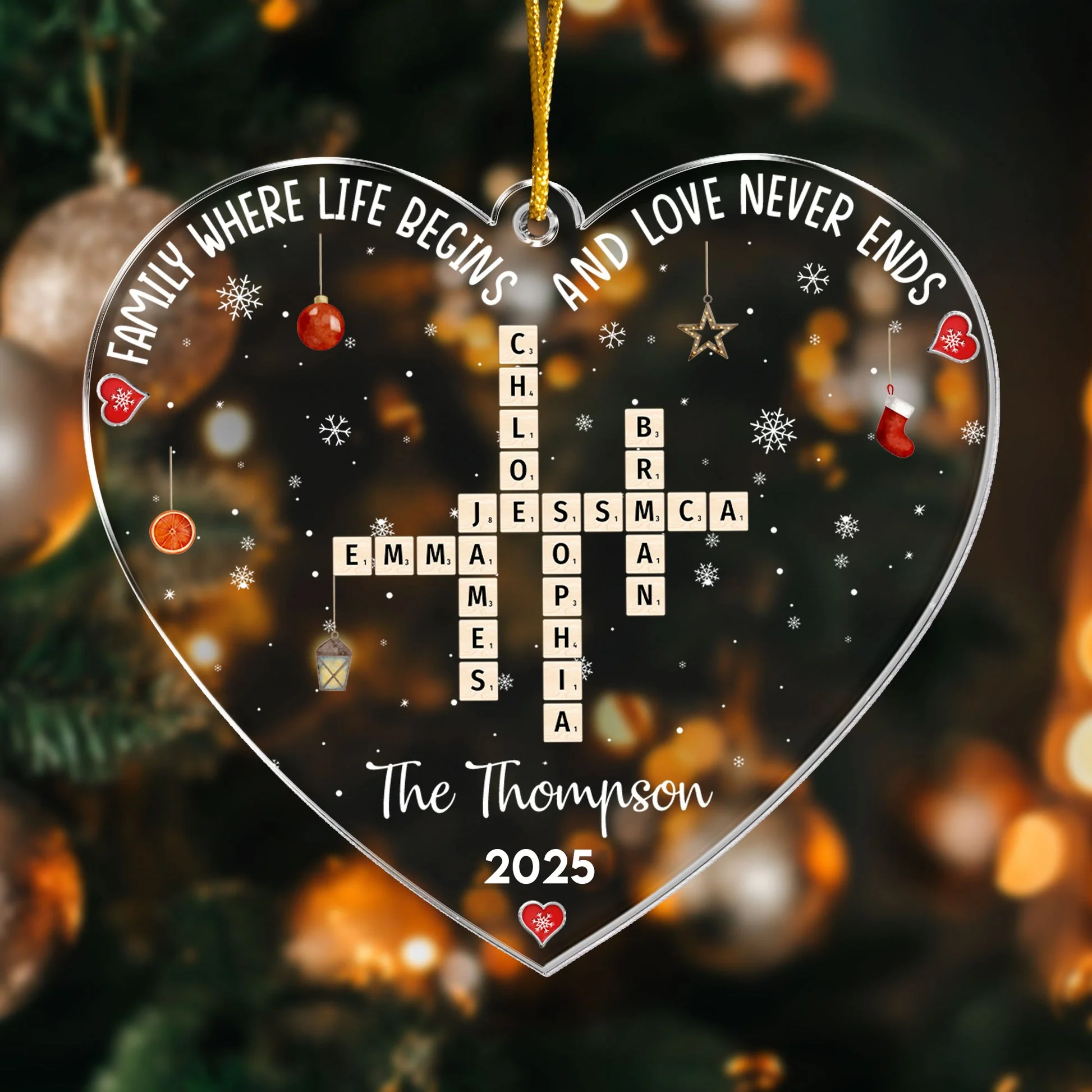 Family Heart Scrabble Custom Name - Personalized Acrylic Ornament - Christmas Gifts For Family NL122 - Image 4