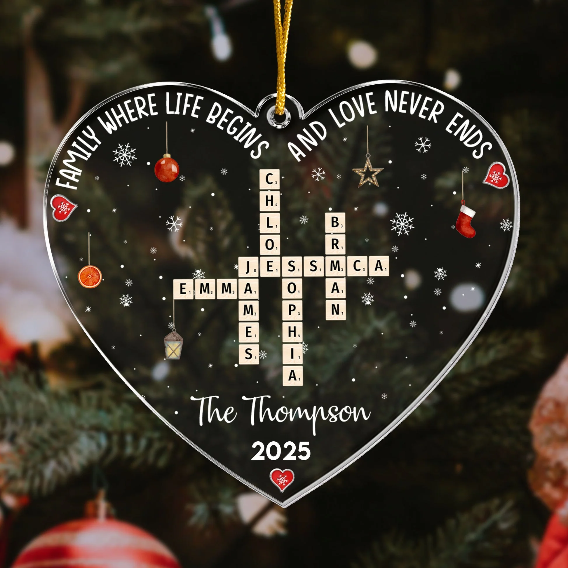 Family Heart Scrabble Custom Name - Personalized Acrylic Ornament - Christmas Gifts For Family NL122 - Image 5