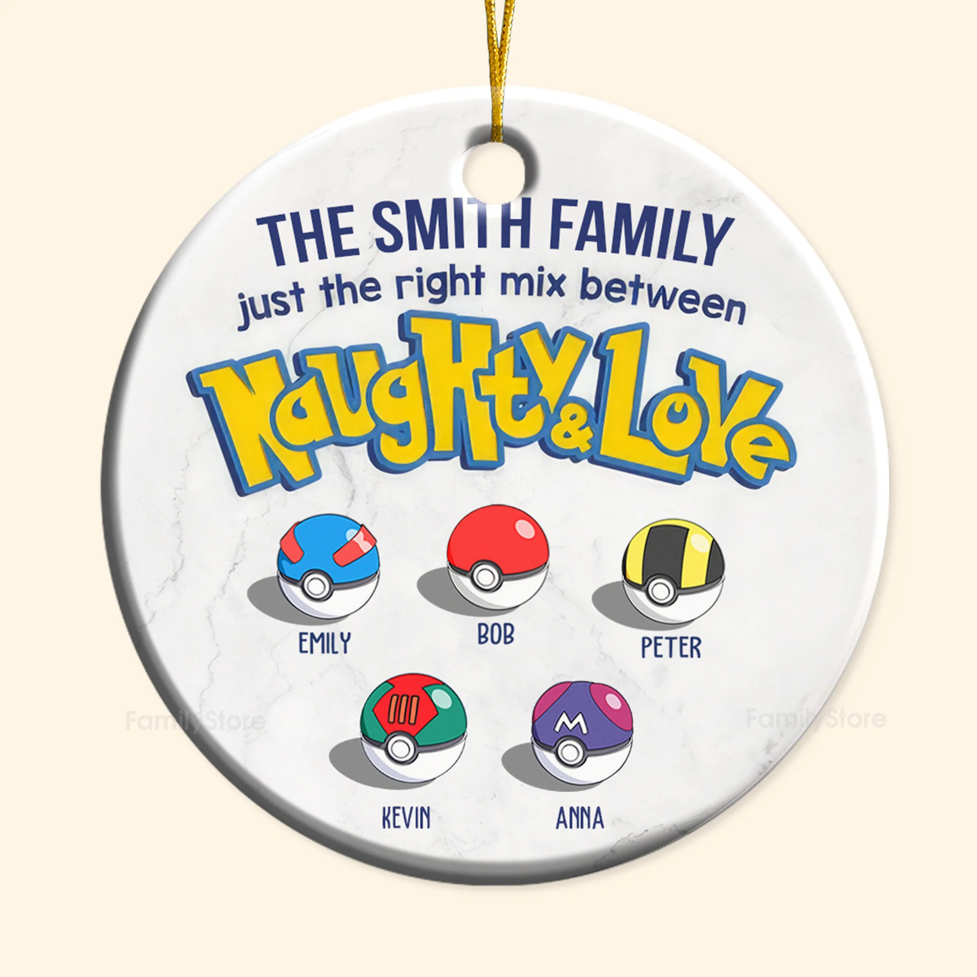 PoMo Family Just The Right Mix Between Naughty And Love - Gift For Family - Personalized Ceramic Ornament - CL10 NA94 - Image 2