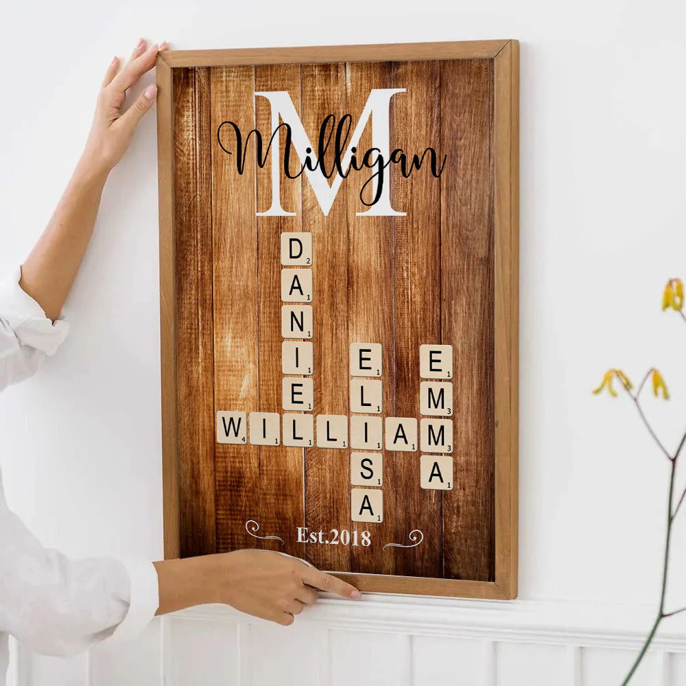 Family Name Crossword Puzzle Art - Personalized Canvas Poster - Gift For Grandma, Family Members - Image 3