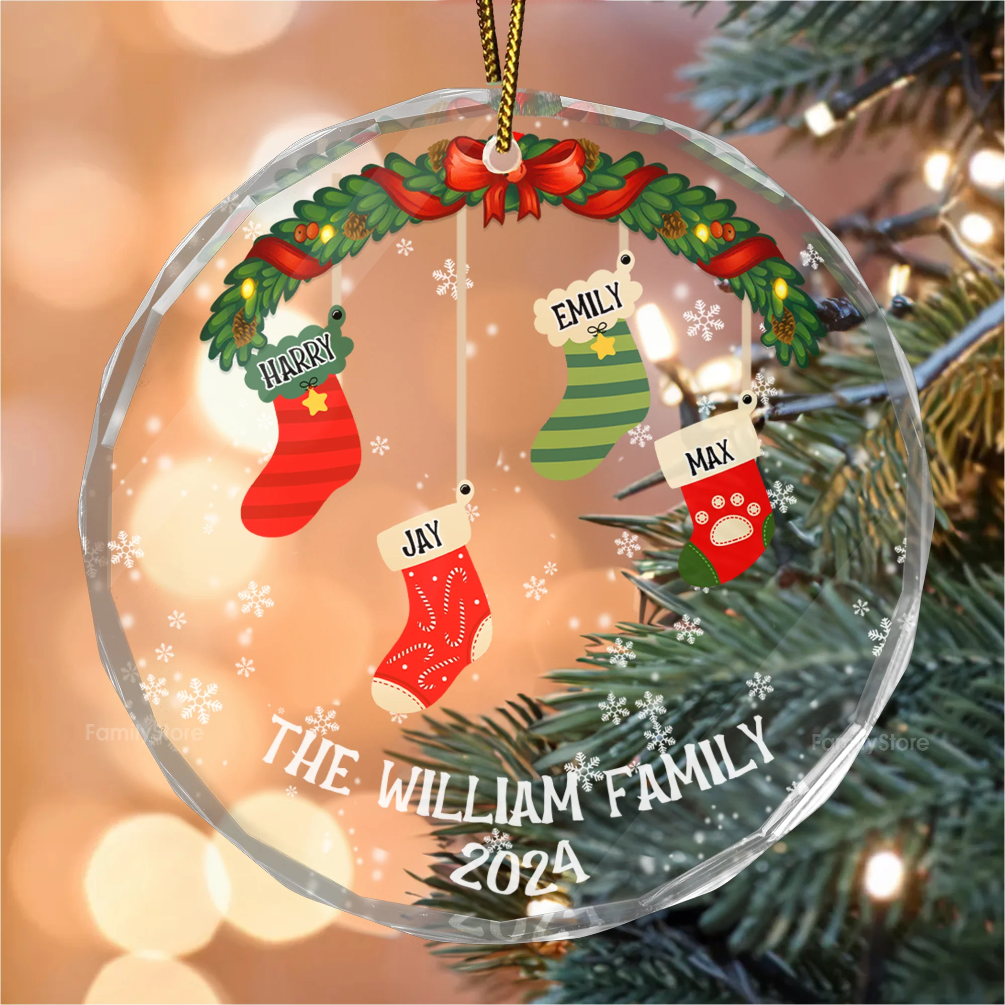 Family Stockings - Gift For Family - Personalized Glass Ornament NA94 - Image 2