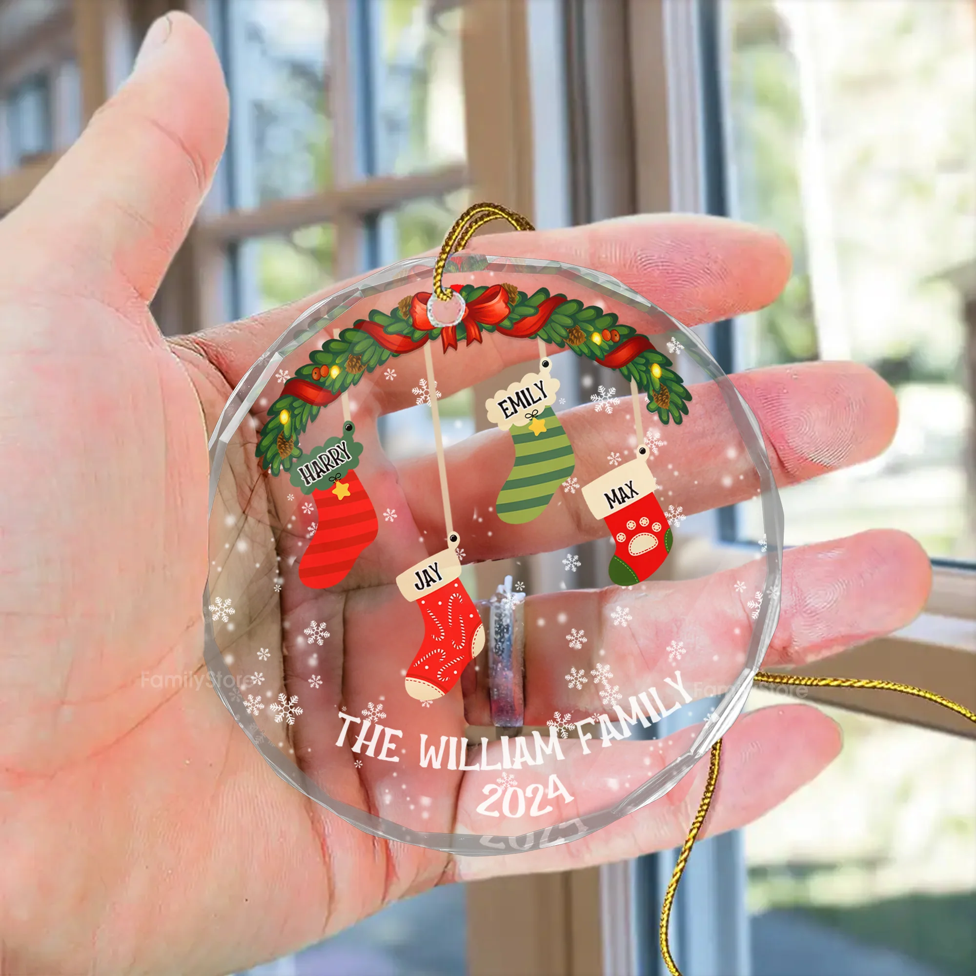 Family Stockings - Gift For Family - Personalized Glass Ornament NA94 - Image 4