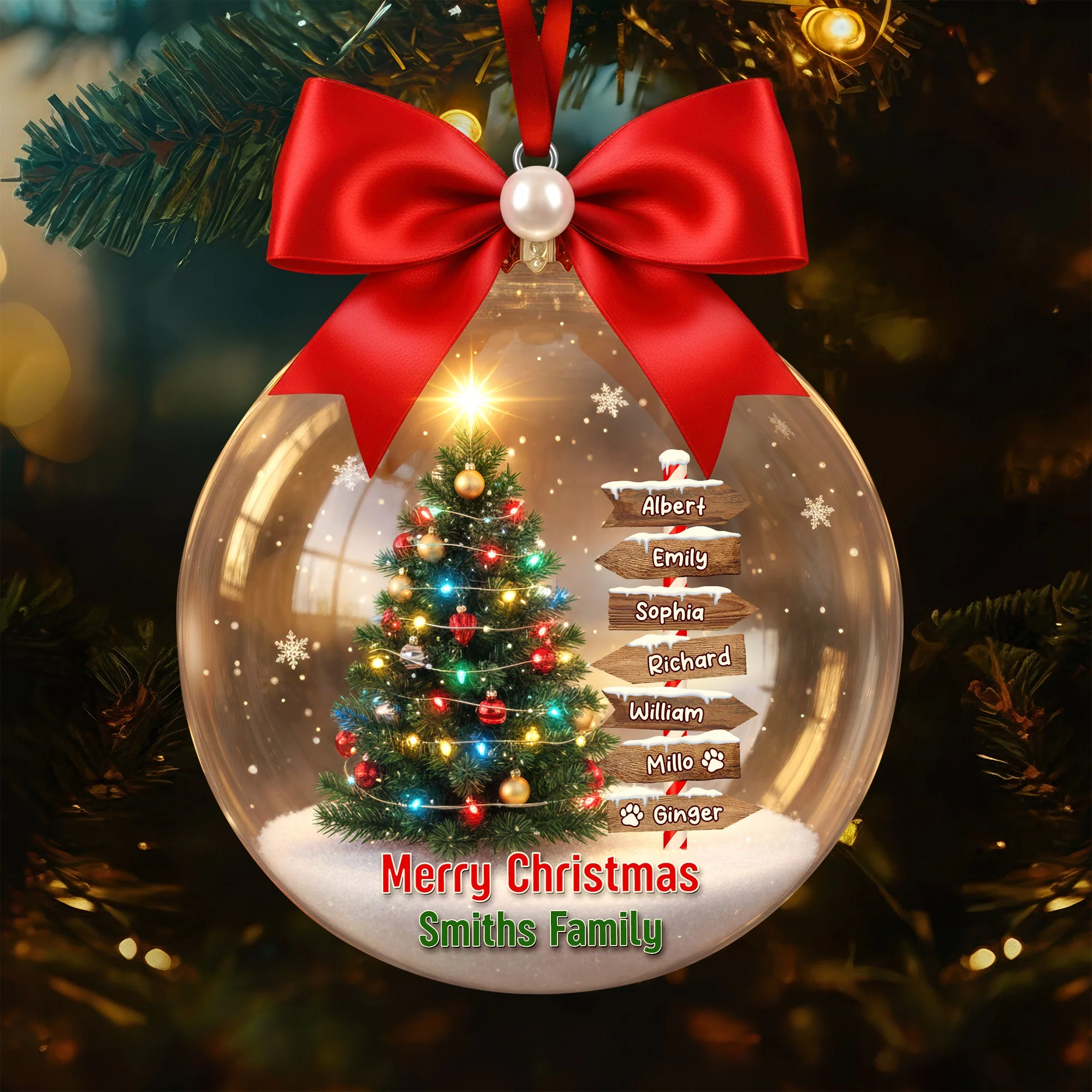Family Tree Merry Christmas - Personalized Acrylic Ornament - Gifts For Family - Image 3