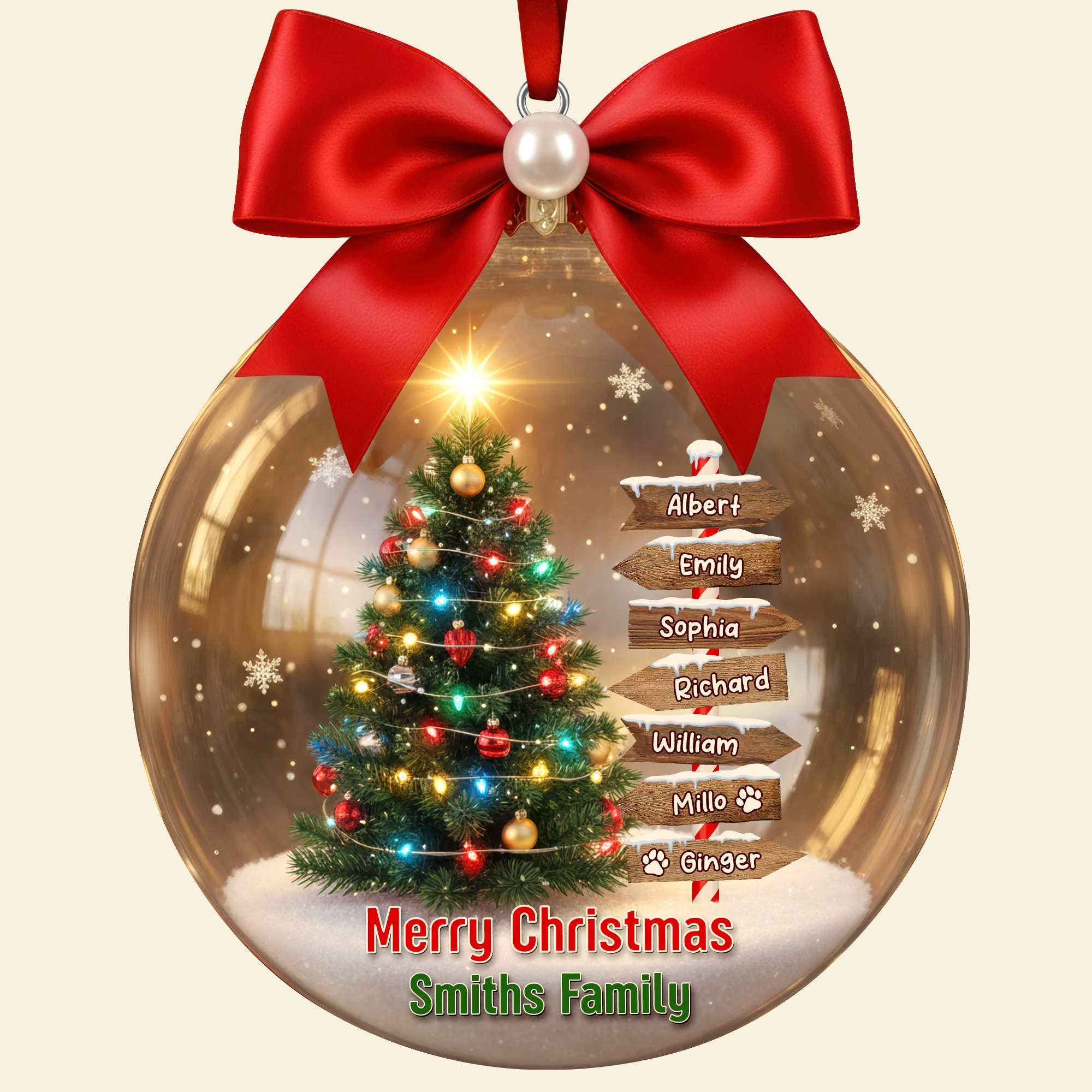 Family Tree Merry Christmas - Personalized Acrylic Ornament - Gifts For Family - Image 4