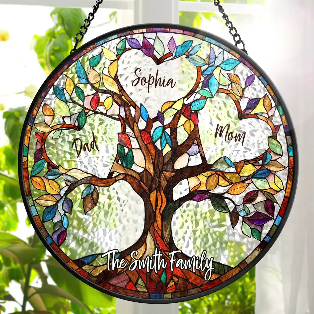 Family Unbreakable Bond Tree Of Life - Personalized Stained Glass Window Hanging Suncatcher - Christmas Gift For Family HH01