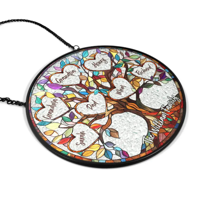 Family Unbreakable Bond Tree Of Life - Personalized Stained Glass Window Hanging Suncatcher - Christmas Gift For Family HH01 - Image 2