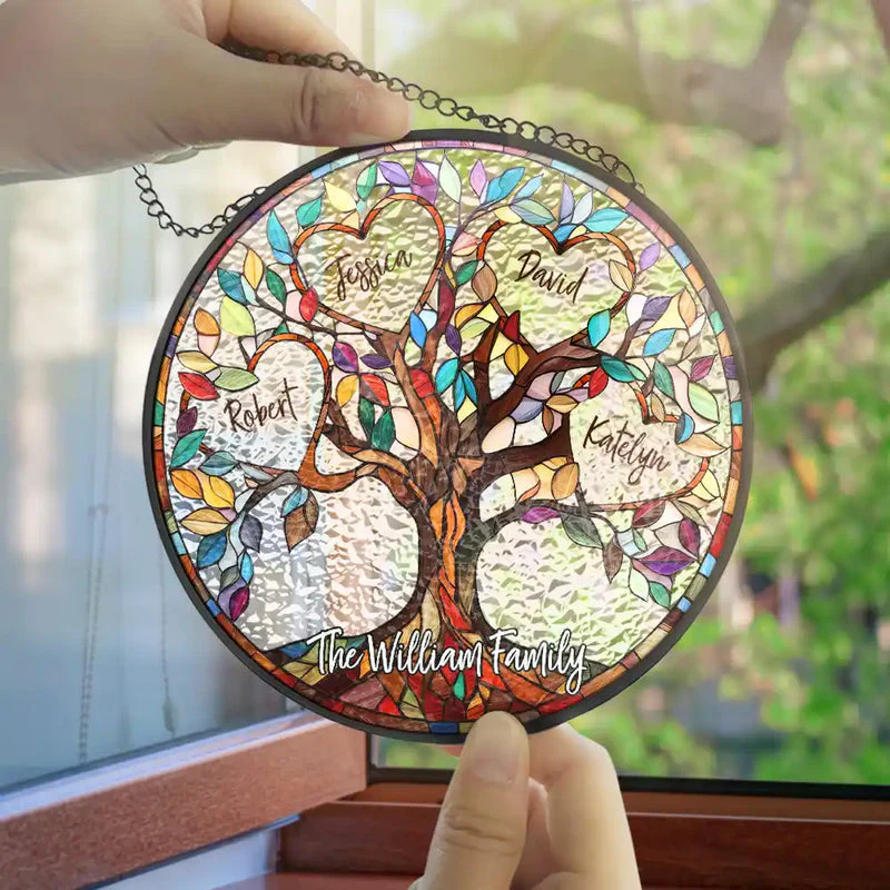 Family Unbreakable Bond Tree Of Life - Personalized Stained Glass Window Hanging Suncatcher - Christmas Gift For Family HH01 - Image 3
