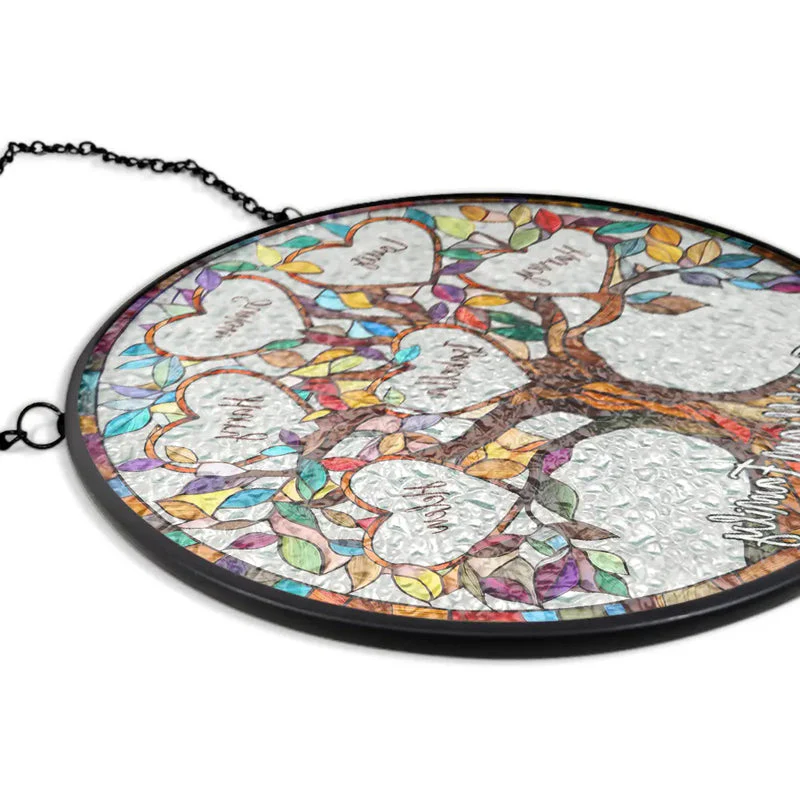 Family Unbreakable Bond Tree Of Life - Personalized Stained Glass Window Hanging Suncatcher - Christmas Gift For Family HH01 - Image 4