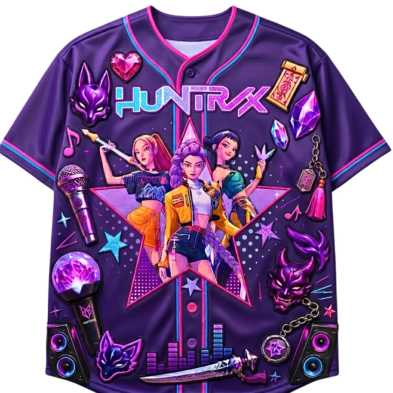 Fantasy Pop Warriors Neon Music - Personalized Baseball Jersey - Gift For Kids - Image 4