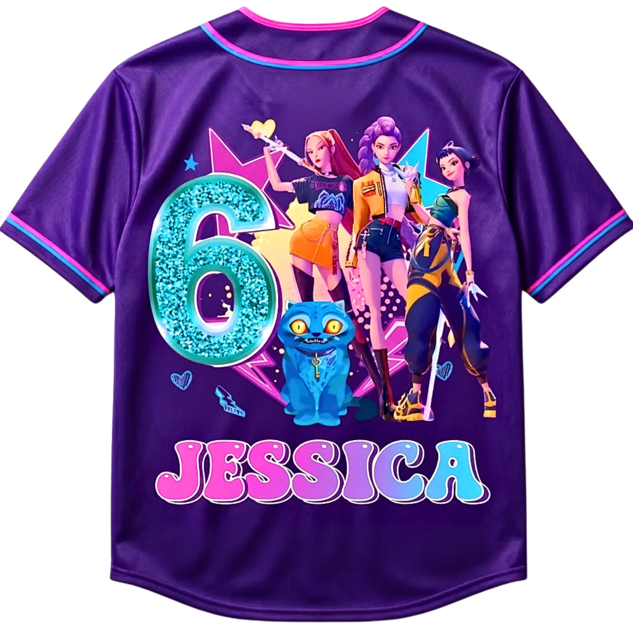 Fantasy Pop Warriors Neon Music - Personalized Baseball Jersey - Gift For Kids - Image 5