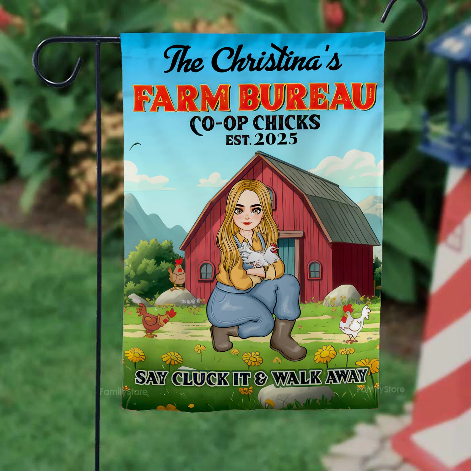 Farm Bureau Coop Chicks Say Cluck It And Walk Away - Personalized Flag - Gifts For Farmer, Gift For Mom, Grandma, Bestie, Sister | GR17 NH96