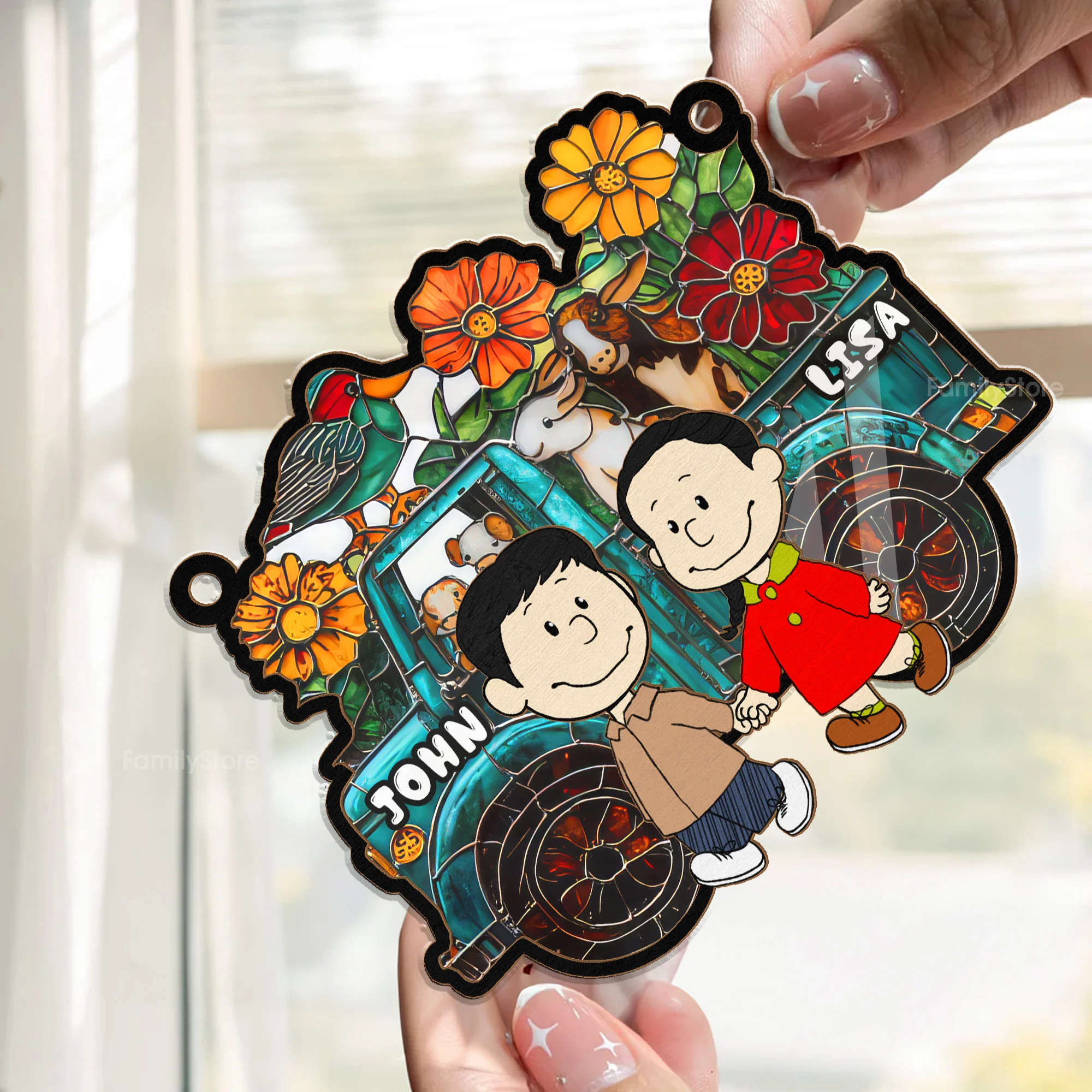 Farm Sweet Farm - Personalized Window Hanging Suncatcher Ornament - Gift For Couple, Husband Wife | CL43 NH96 - Image 2