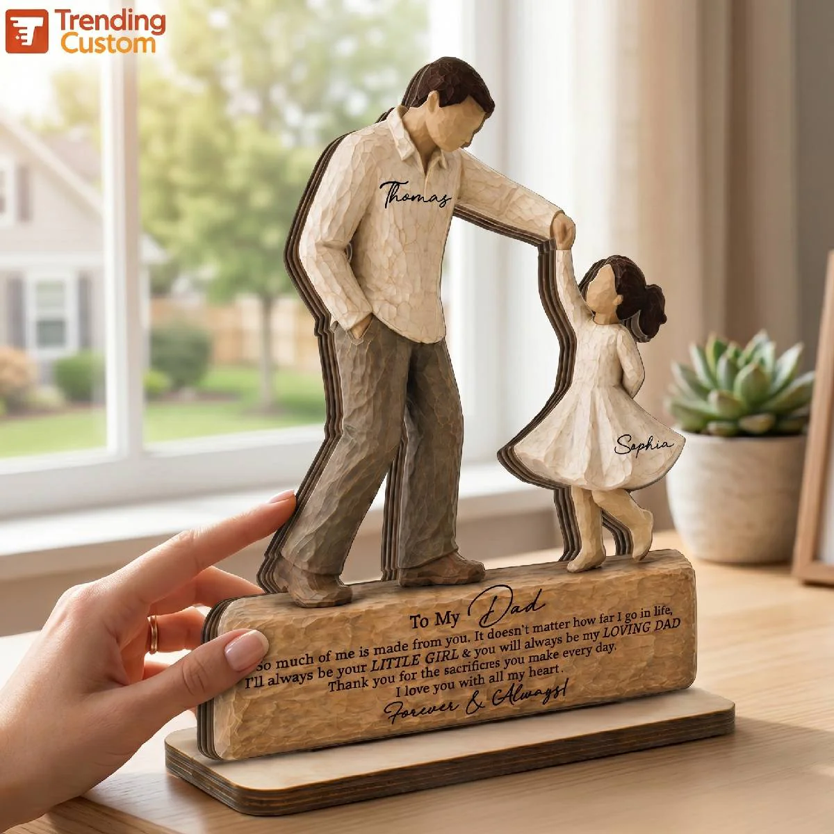Father & Daughter Dancing To My Dad I Will Always Be Your Little Girl -Personalized Standing Wooden Plaque - Gift For Dad From Daughter