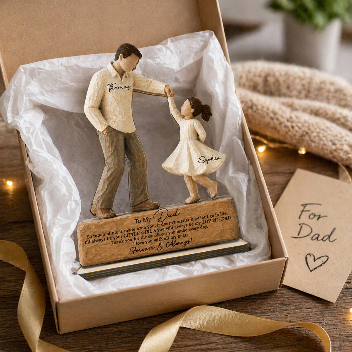 Father & Daughter Dancing To My Dad I Will Always Be Your Little Girl -Personalized Standing Wooden Plaque - Gift For Dad From Daughter - Image 3