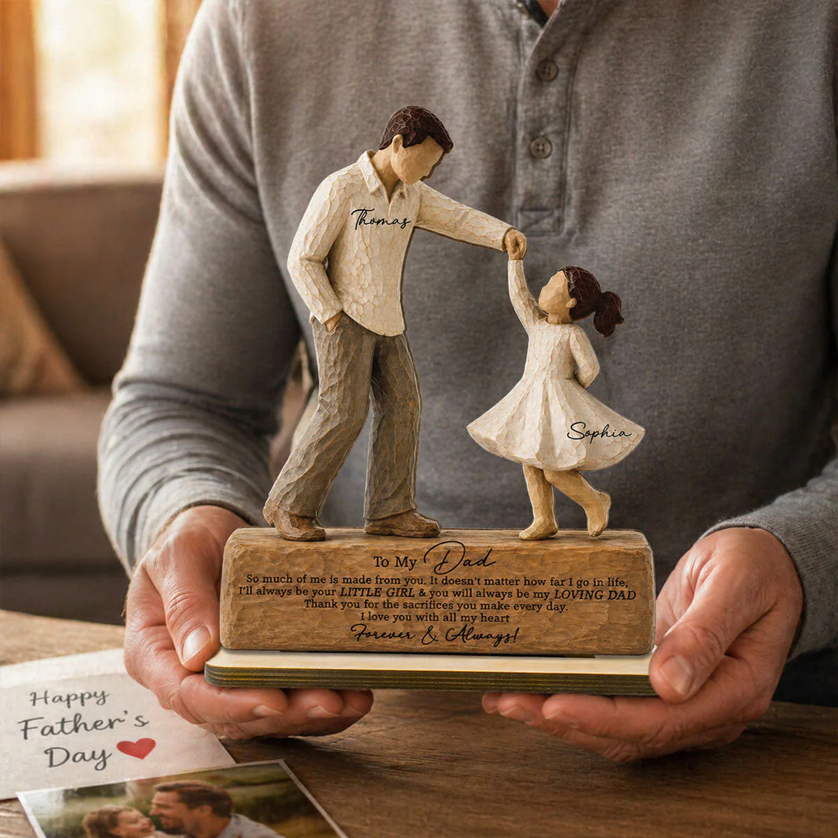 Father & Daughter Dancing To My Dad I Will Always Be Your Little Girl -Personalized Standing Wooden Plaque - Gift For Dad From Daughter - Image 4