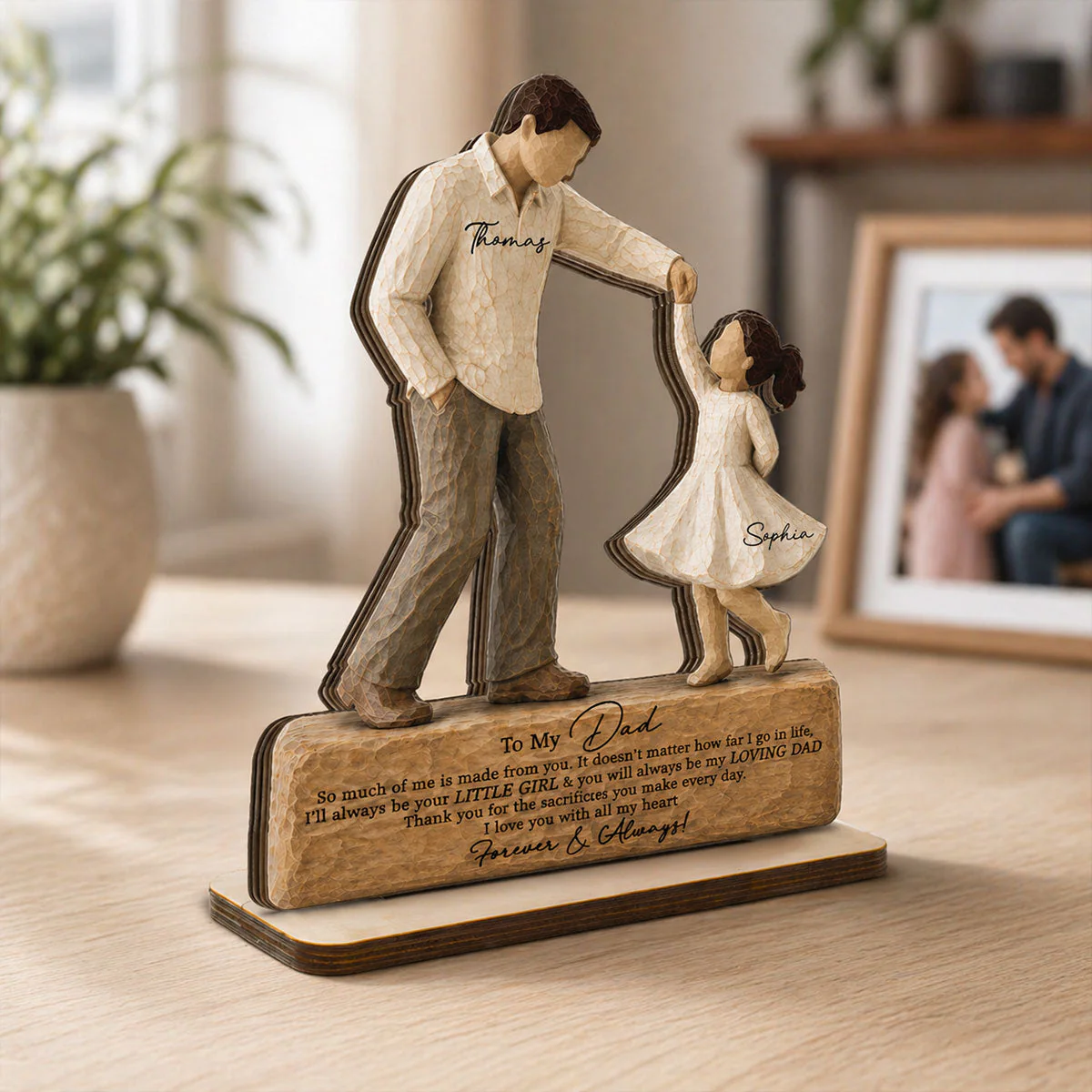 Father & Daughter Dancing To My Dad I Will Always Be Your Little Girl -Personalized Standing Wooden Plaque - Gift For Dad From Daughter - Image 5
