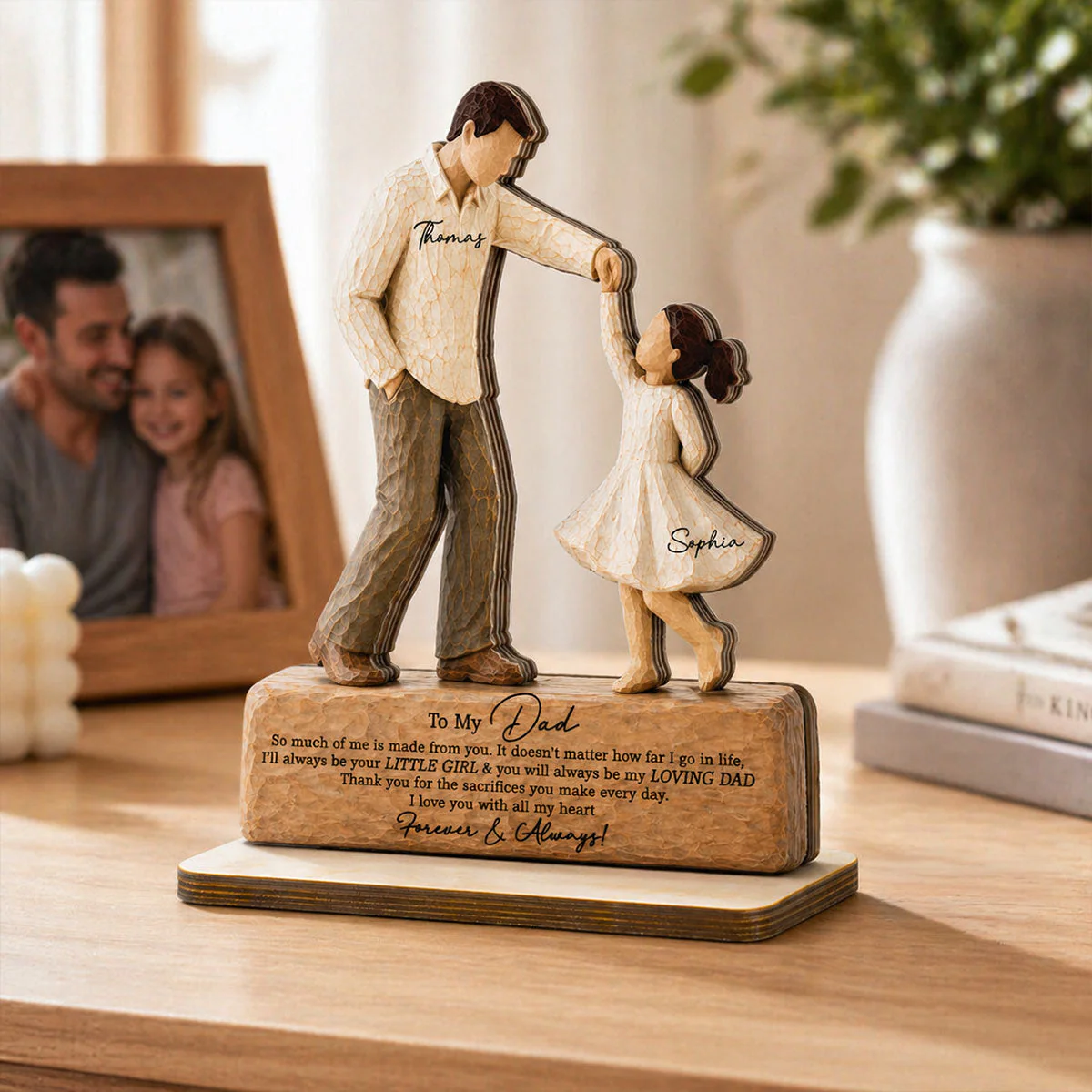 Father & Daughter Dancing To My Dad I Will Always Be Your Little Girl -Personalized Standing Wooden Plaque - Gift For Dad From Daughter - Image 9