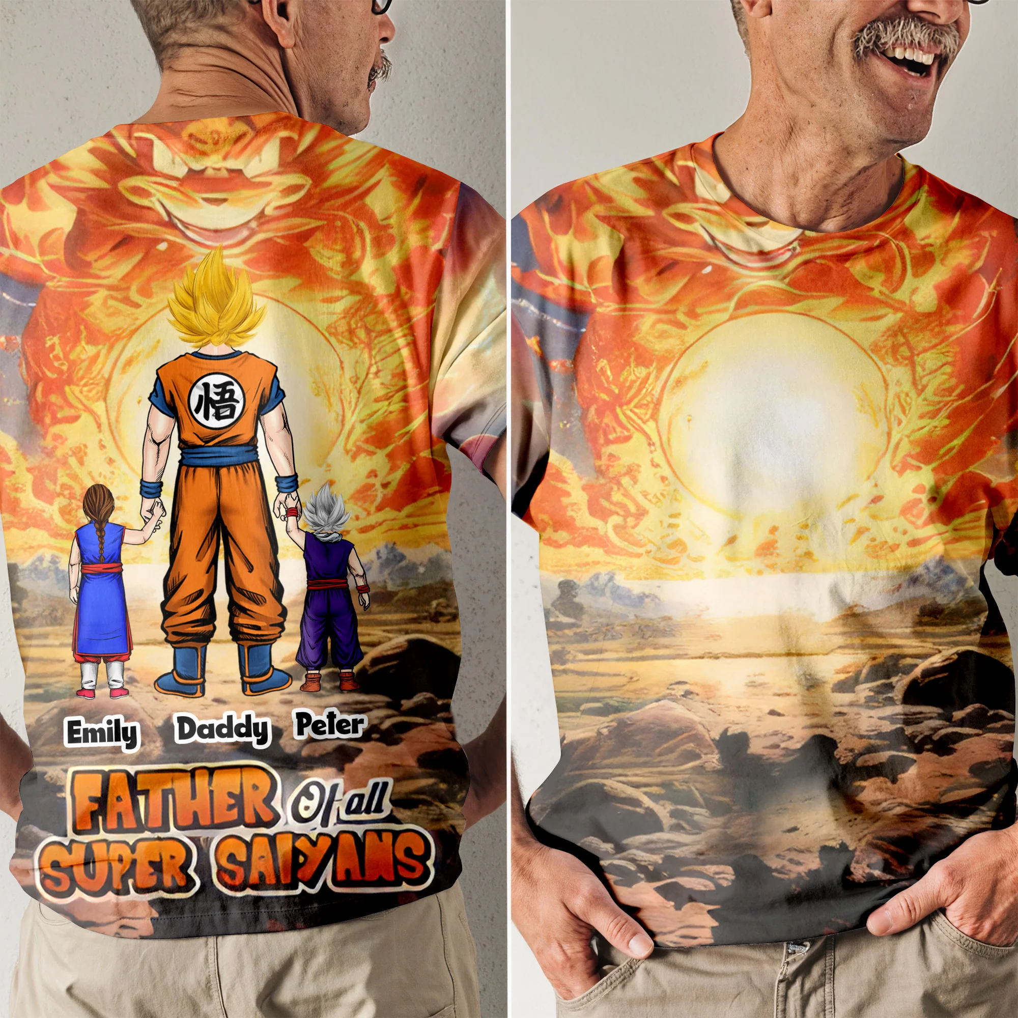 Father Of All Super Saiyans - Personalized 3D Tshirt - Gift For Dad, Grandpa, Father's Day | CL03 NA94 - Image 2