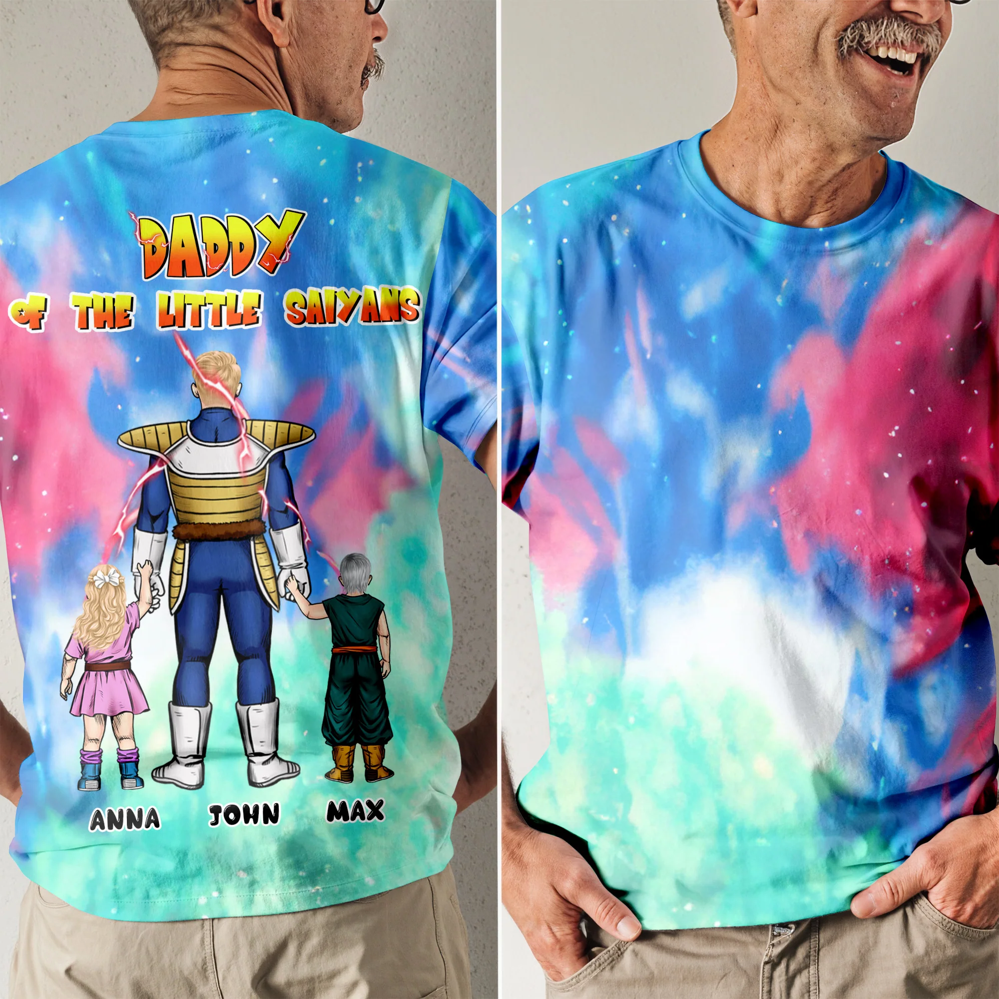 Father Of Us, Little Saiyans - Personalized 3D Tshirt - Gift For Dad, Grandpa, Father's Day |  CL03 NA94 - Image 2