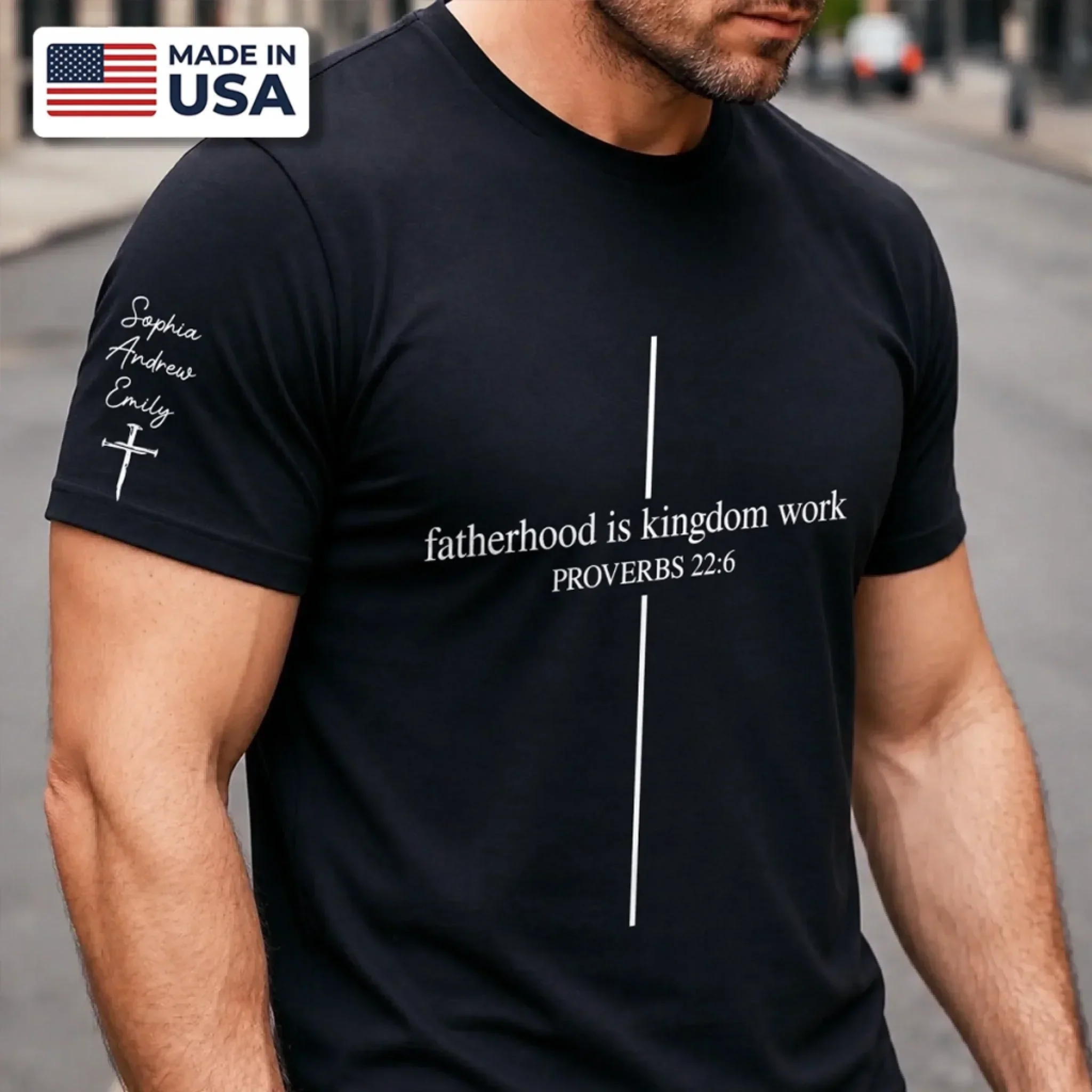 Fatherhood Is Kingdom Work Proverbs 22:6 - Personalized Shirt - Gifts For Dad, Grandpa