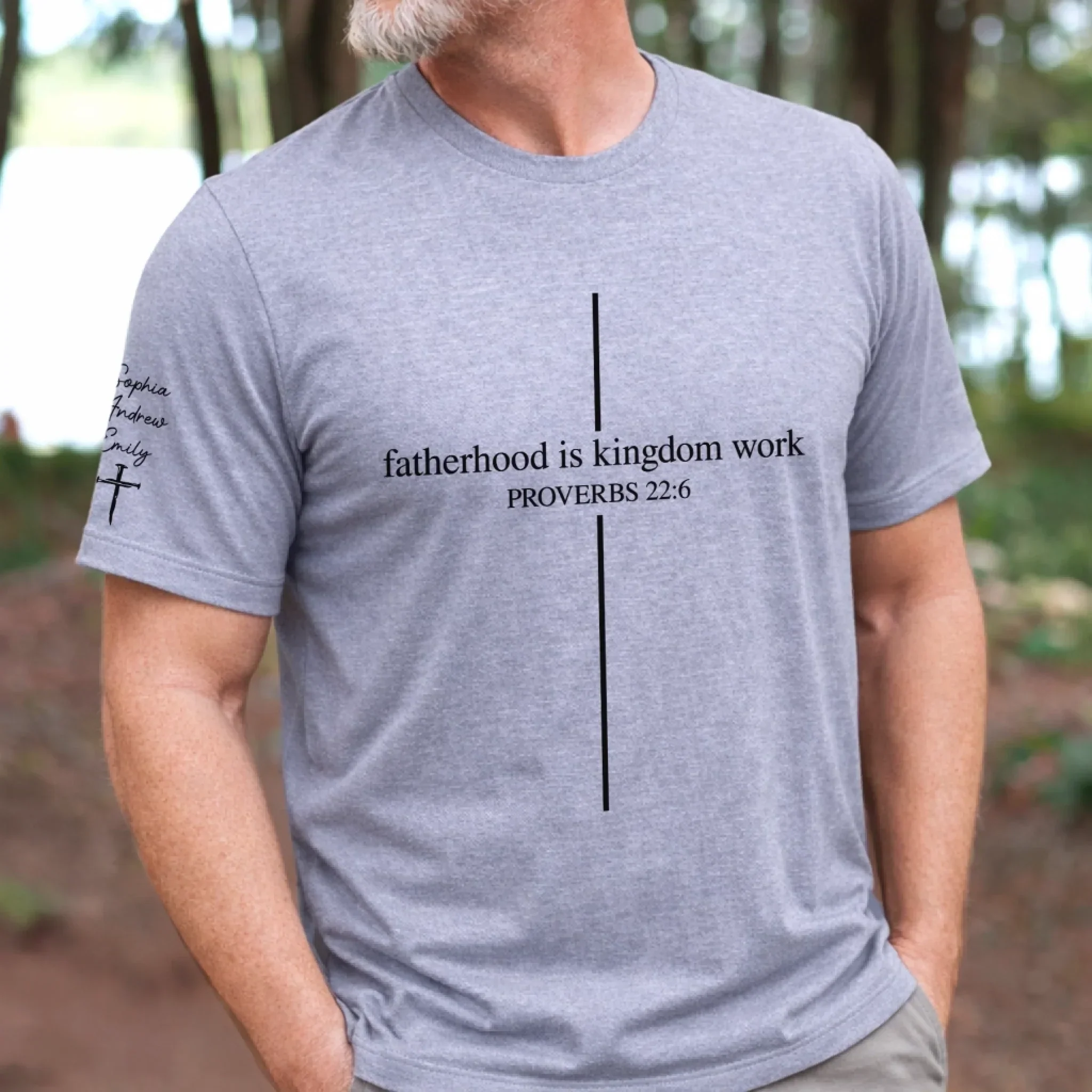 Fatherhood Is Kingdom Work Proverbs 22:6 - Personalized Shirt - Gifts For Dad, Grandpa - Image 2