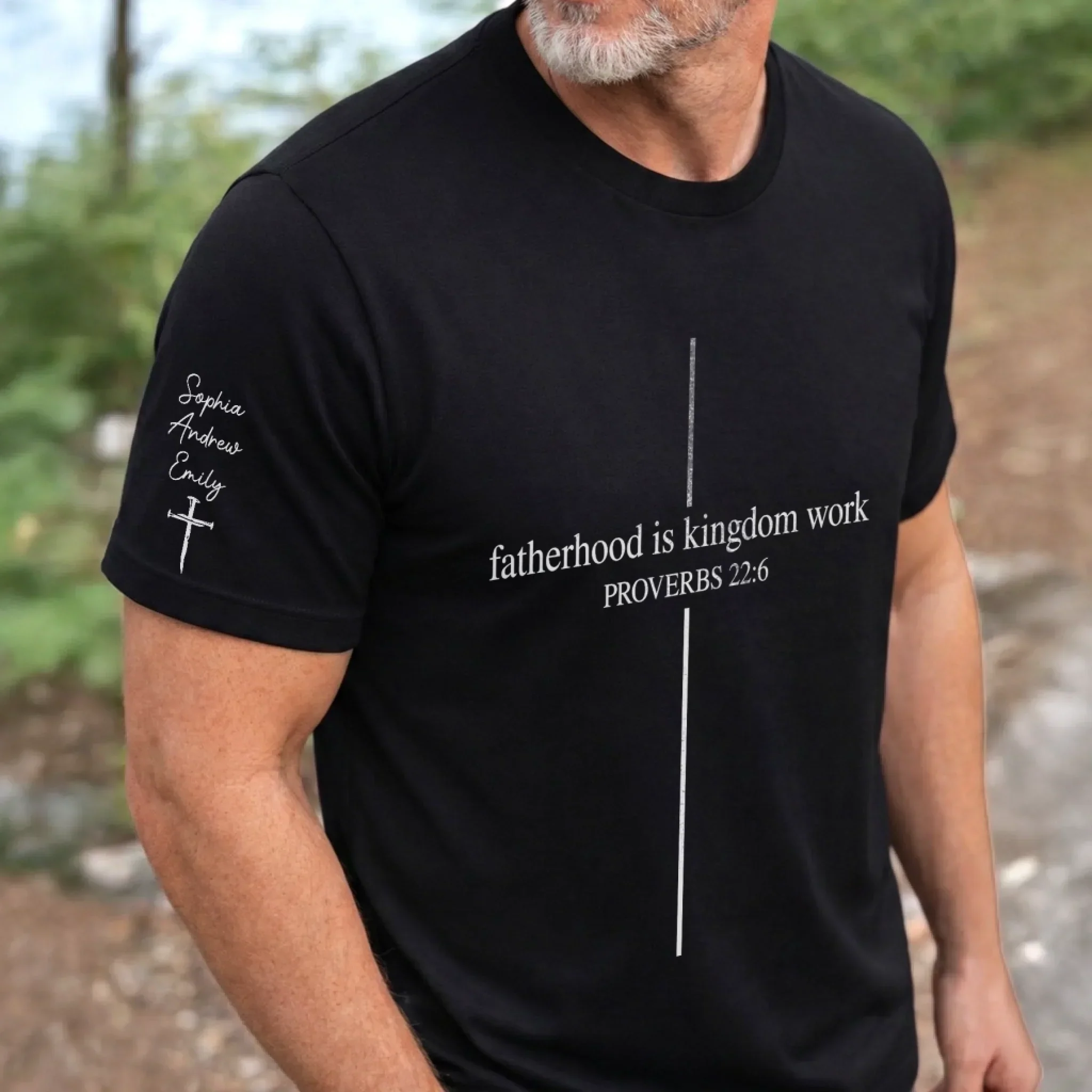 Fatherhood Is Kingdom Work Proverbs 22:6 - Personalized Shirt - Gifts For Dad, Grandpa - Image 4