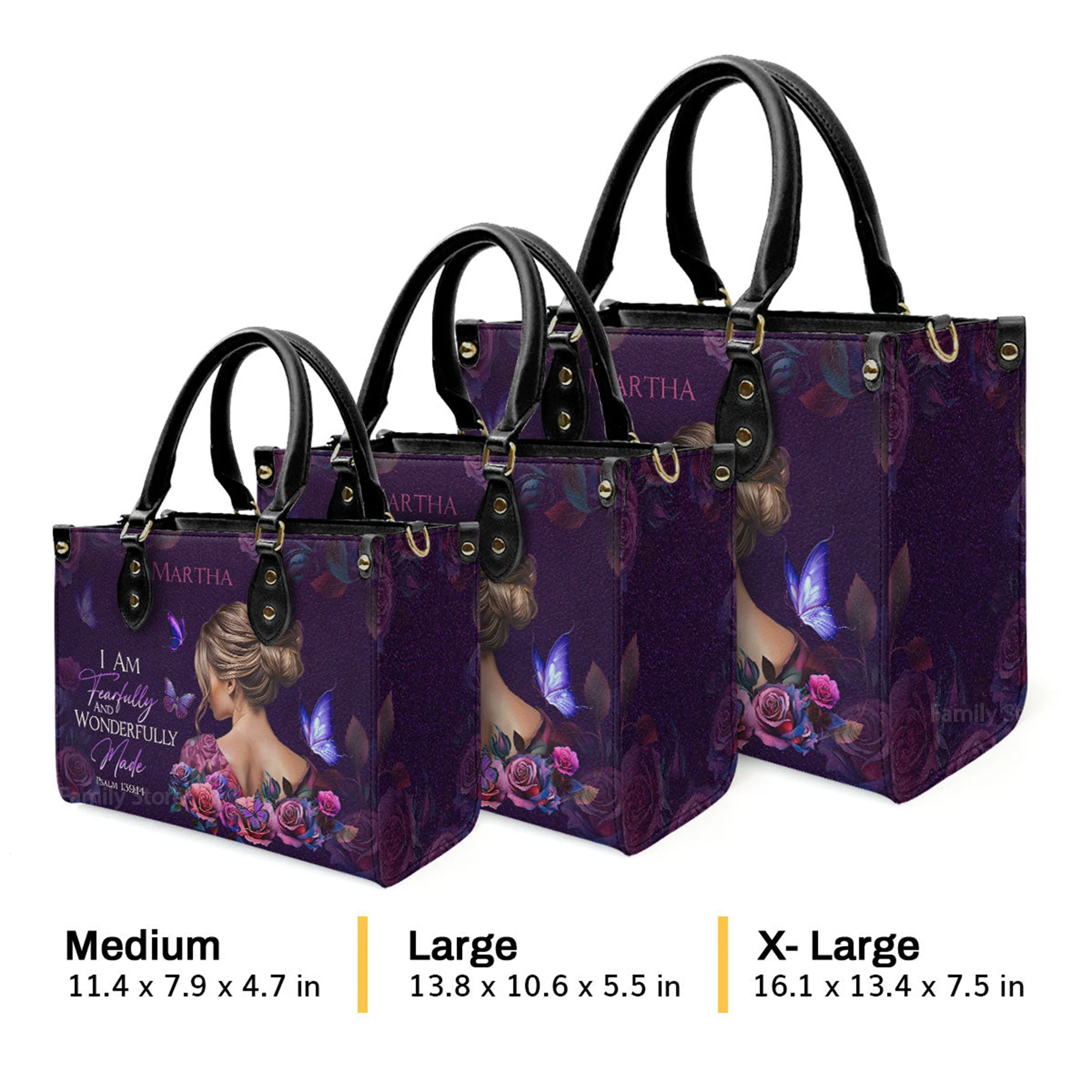 Fearfully and Wonderfully Made - Unique Personalized Leather Handbag - AT4080941 - Image 4