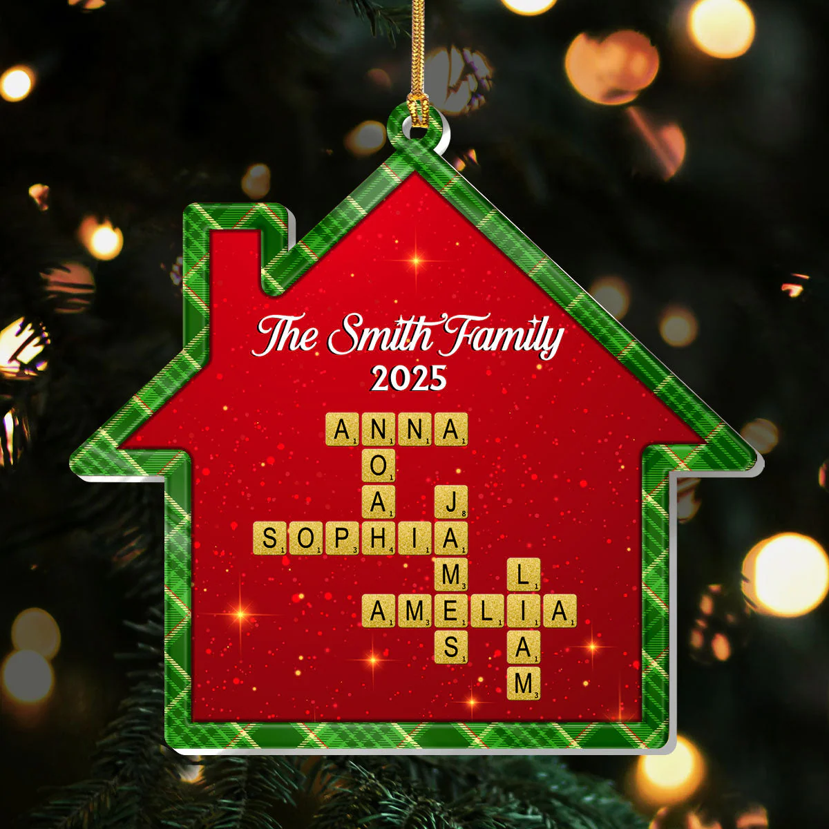 Festive Family Crossword - Personalized 1-Layer Acrylic Ornament TD118