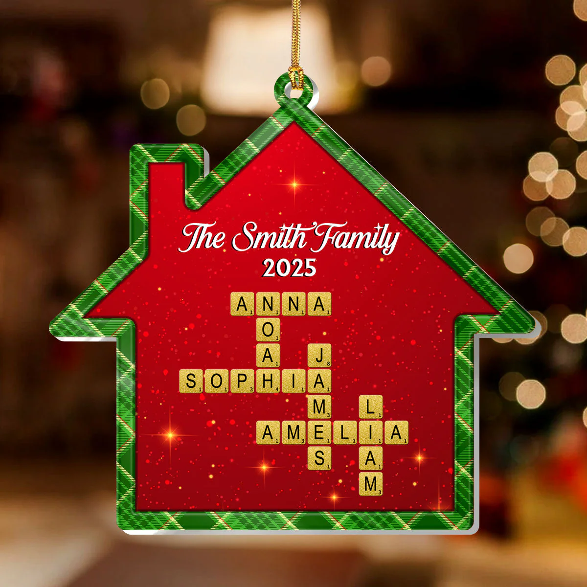Festive Family Crossword - Personalized 1-Layer Acrylic Ornament TD118 - Image 2