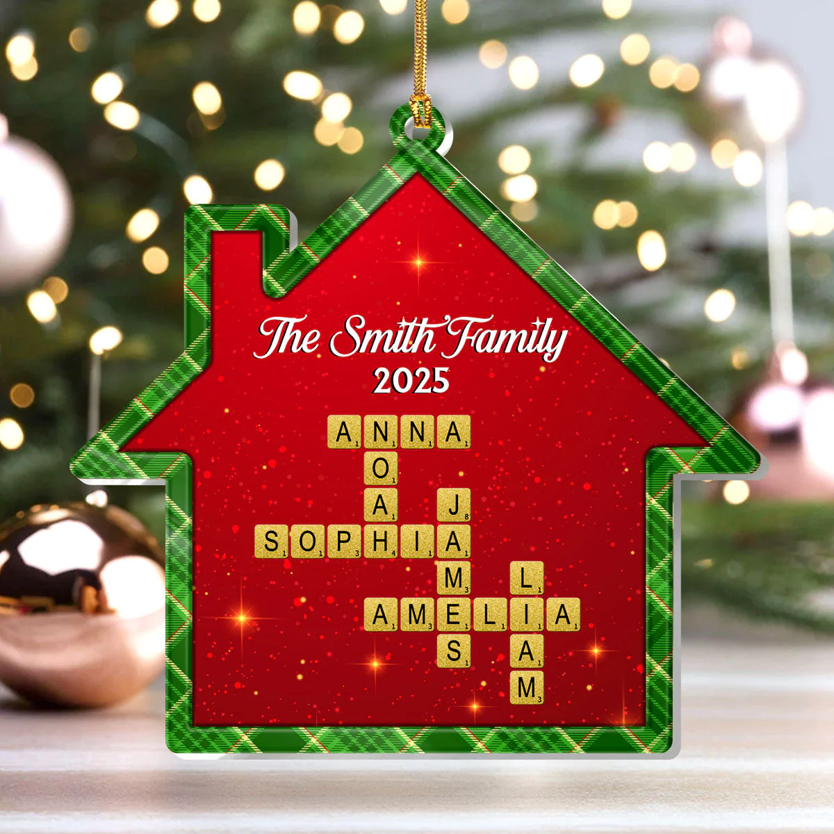 Festive Family Crossword - Personalized 1-Layer Acrylic Ornament TD118 - Image 4