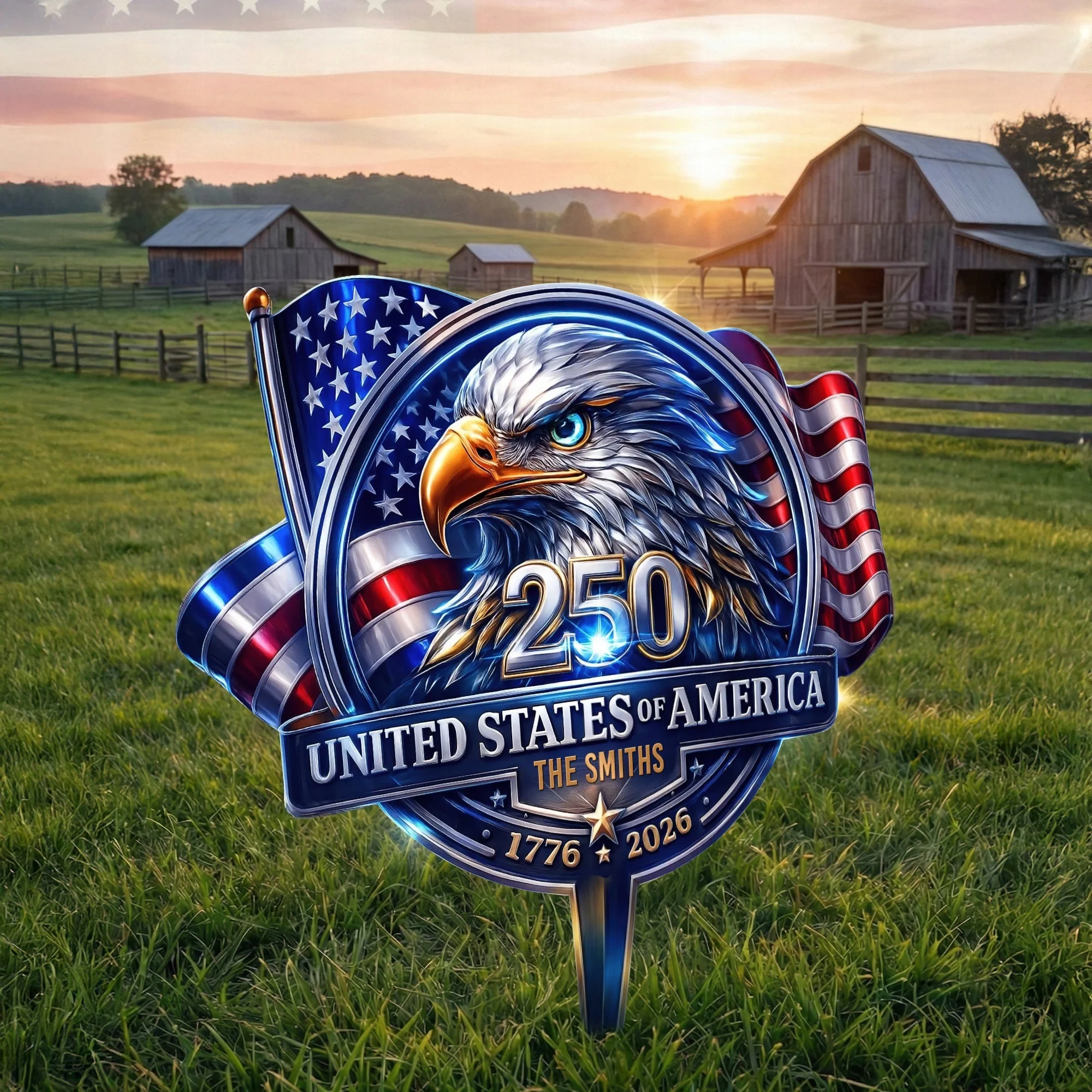 Fierce American Eagle - Personalized Metal Stake Garden - Patriotic Gift For Family - Image 2