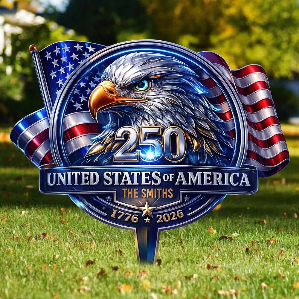 Fierce American Eagle - Personalized Metal Stake Garden - Patriotic Gift For Family - Image 3