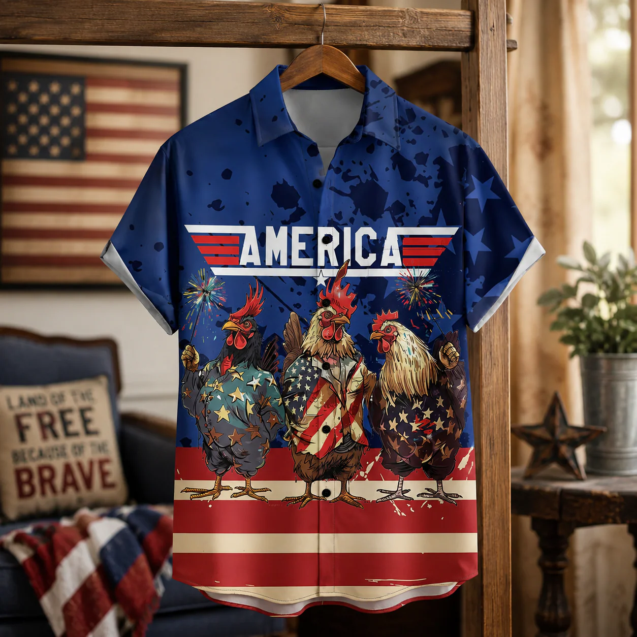 Fighter Pilot Rooster Chicken - Personalized Hawaiian Shirt - Gift For Him - Image 3