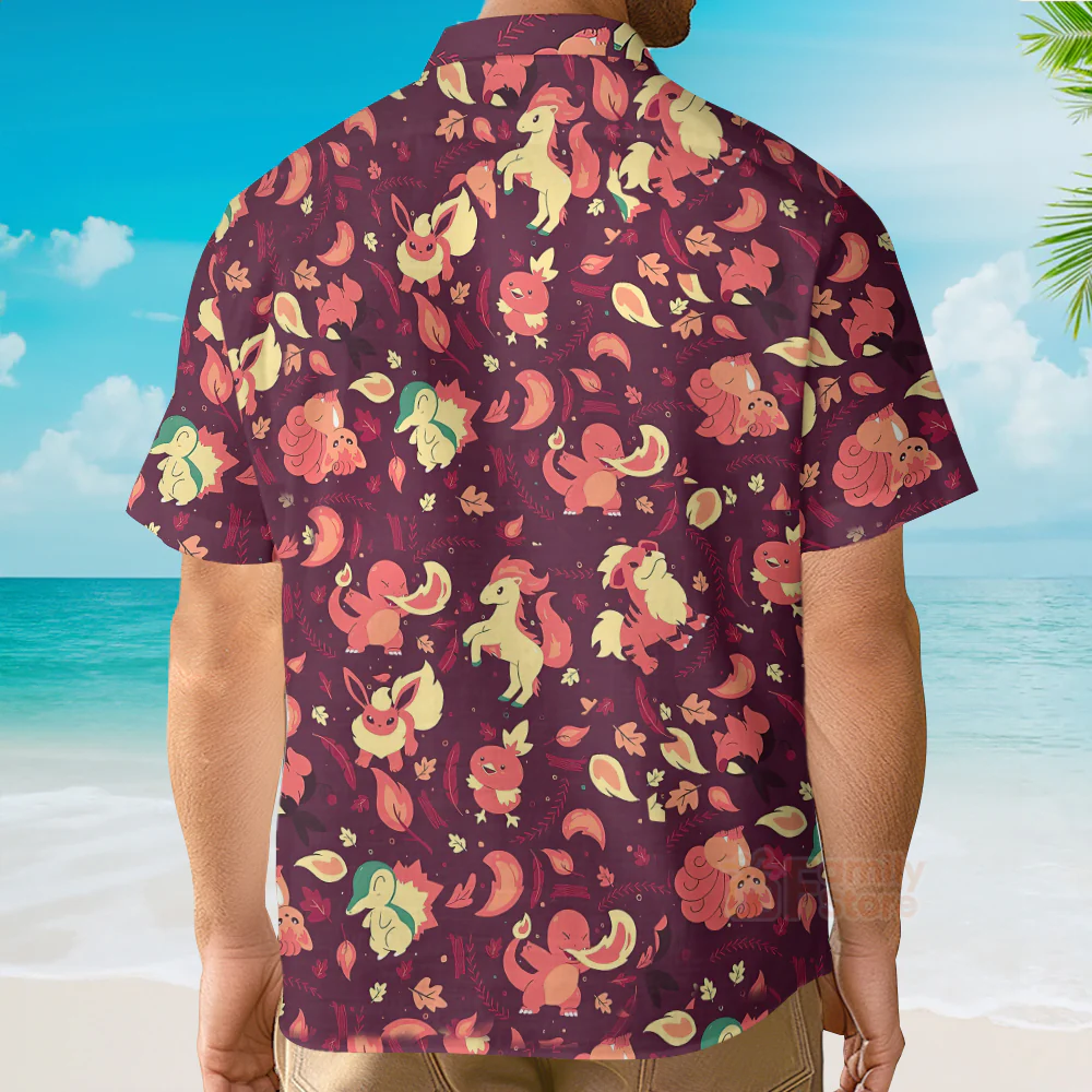 Fire PoMo Pattern Hawaiian Shirt - Image 4