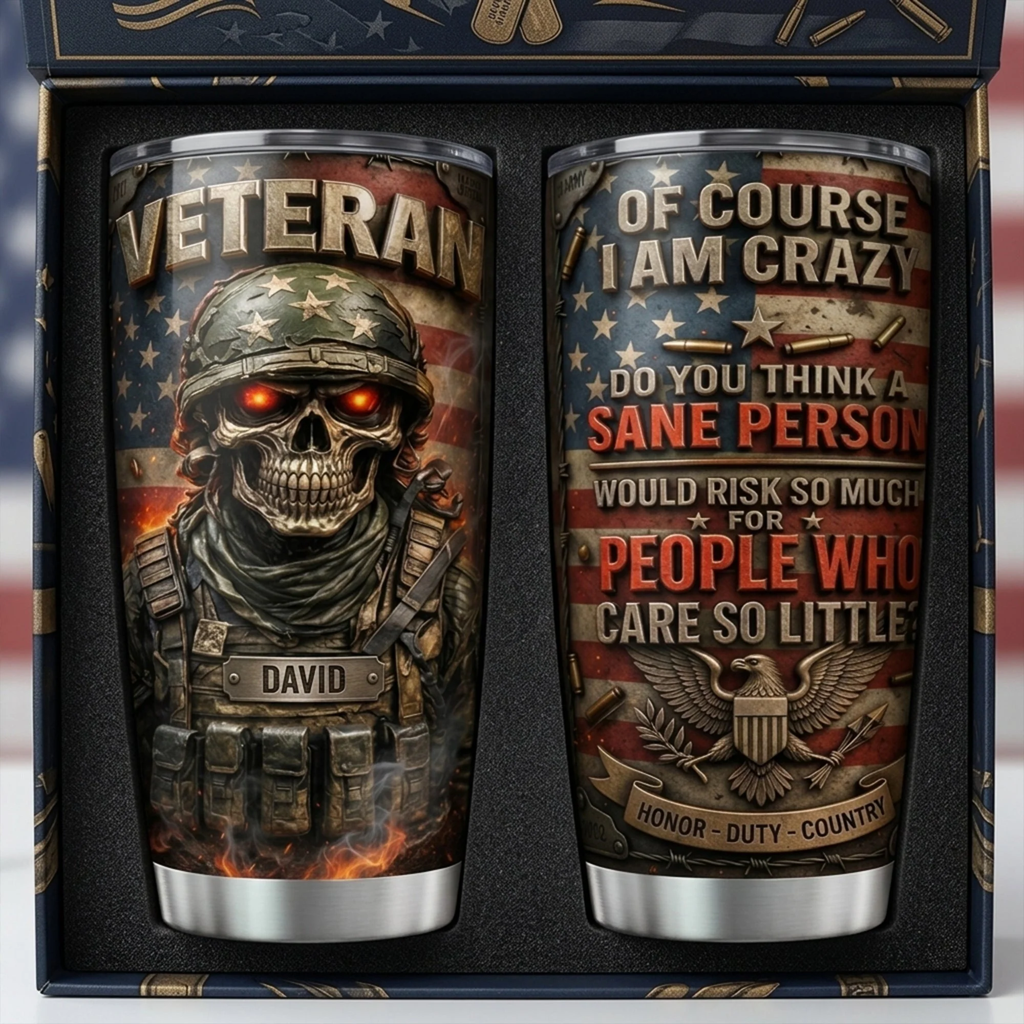 Fire Skull Of Course I Am Crazy - Personalized Tumbler - Gift For Veterans - Image 4